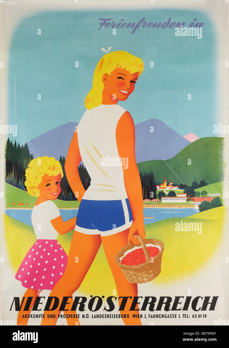 Urlaubsfreude in Niederösterreich. Museum: PRIVATE SAMMLUNG. Autor: Walter Hofmann. Stockfoto