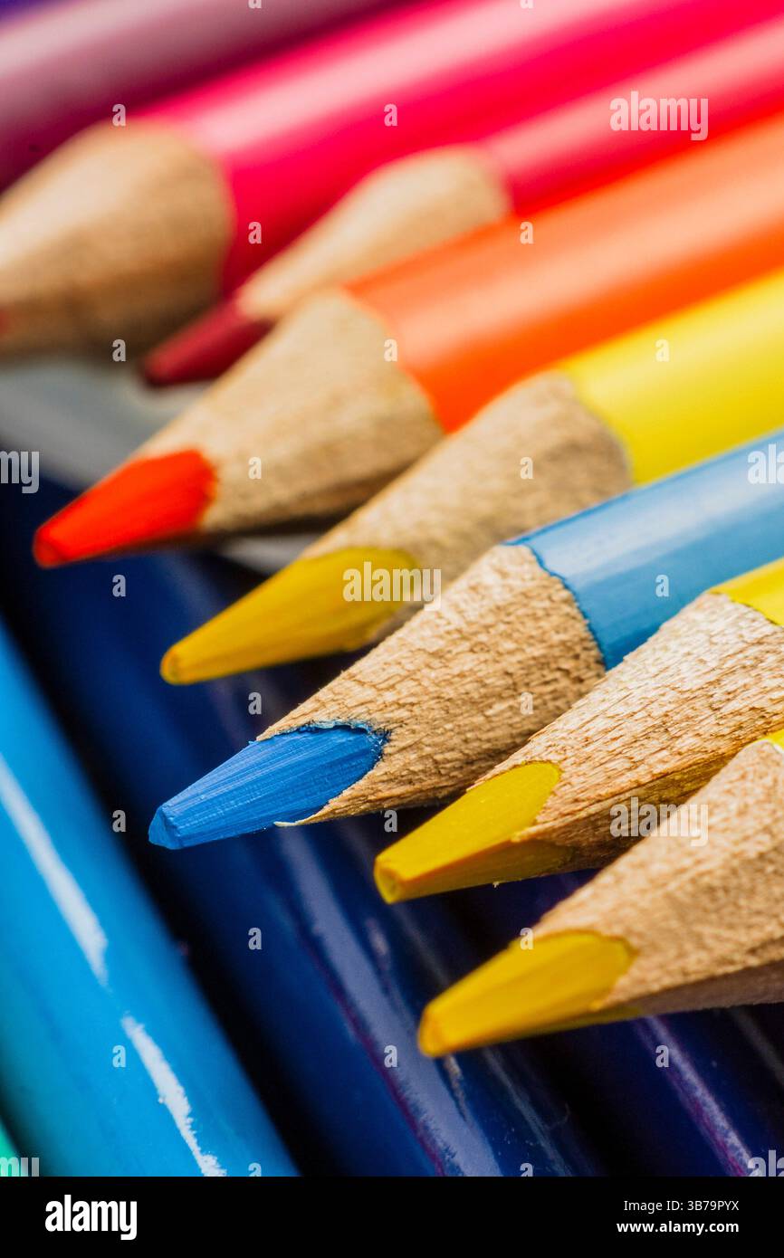 Mehrere Buntstifte gruppiert, balearen spanien. Stockfoto