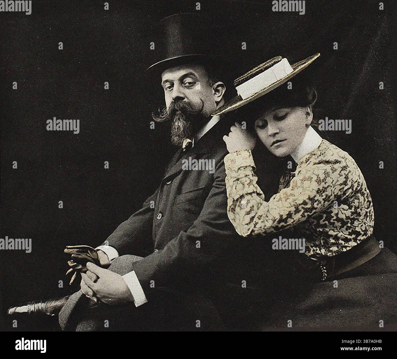 Henry Gauthier-Villars, genannt „Willy“ (1859–1931) und Colette (1873–1954) aus „Revue Illustree“. Museum: PRIVATE SAMMLUNG. Autor: Fotostudio M. Ducourau. Stockfoto