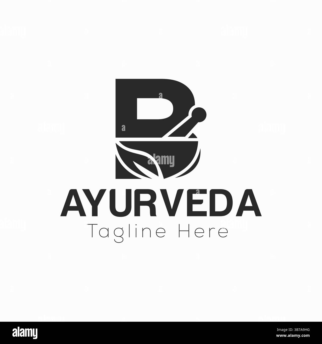 Initial Letter B Ayurveda Eco Logo Design, Apotheke Konzept Vektor Vorlage Stock Vektor
