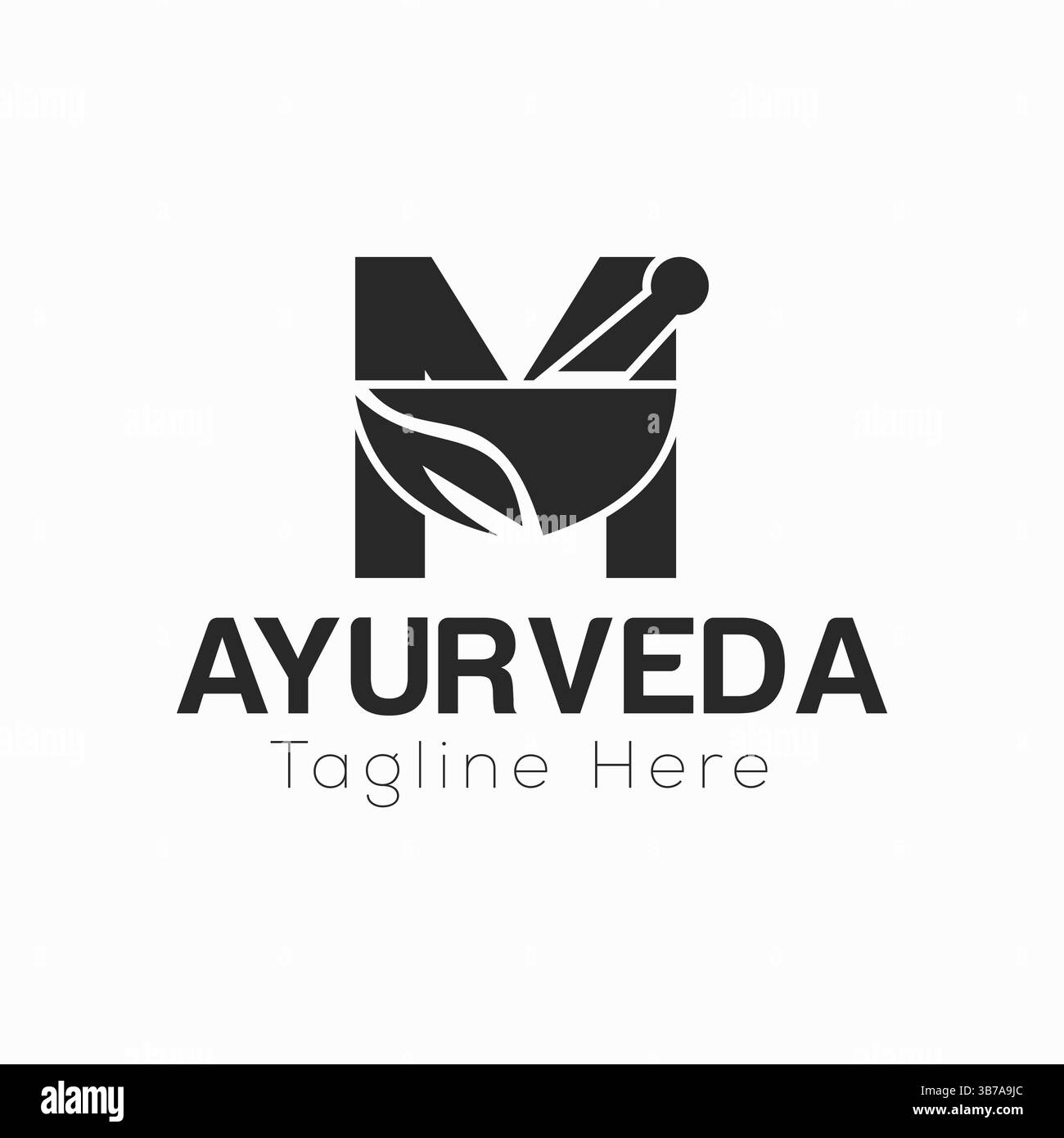 Initial Letter M Ayurveda Eco Logo Design, Apotheke Konzept Vektor Vorlage Stock Vektor