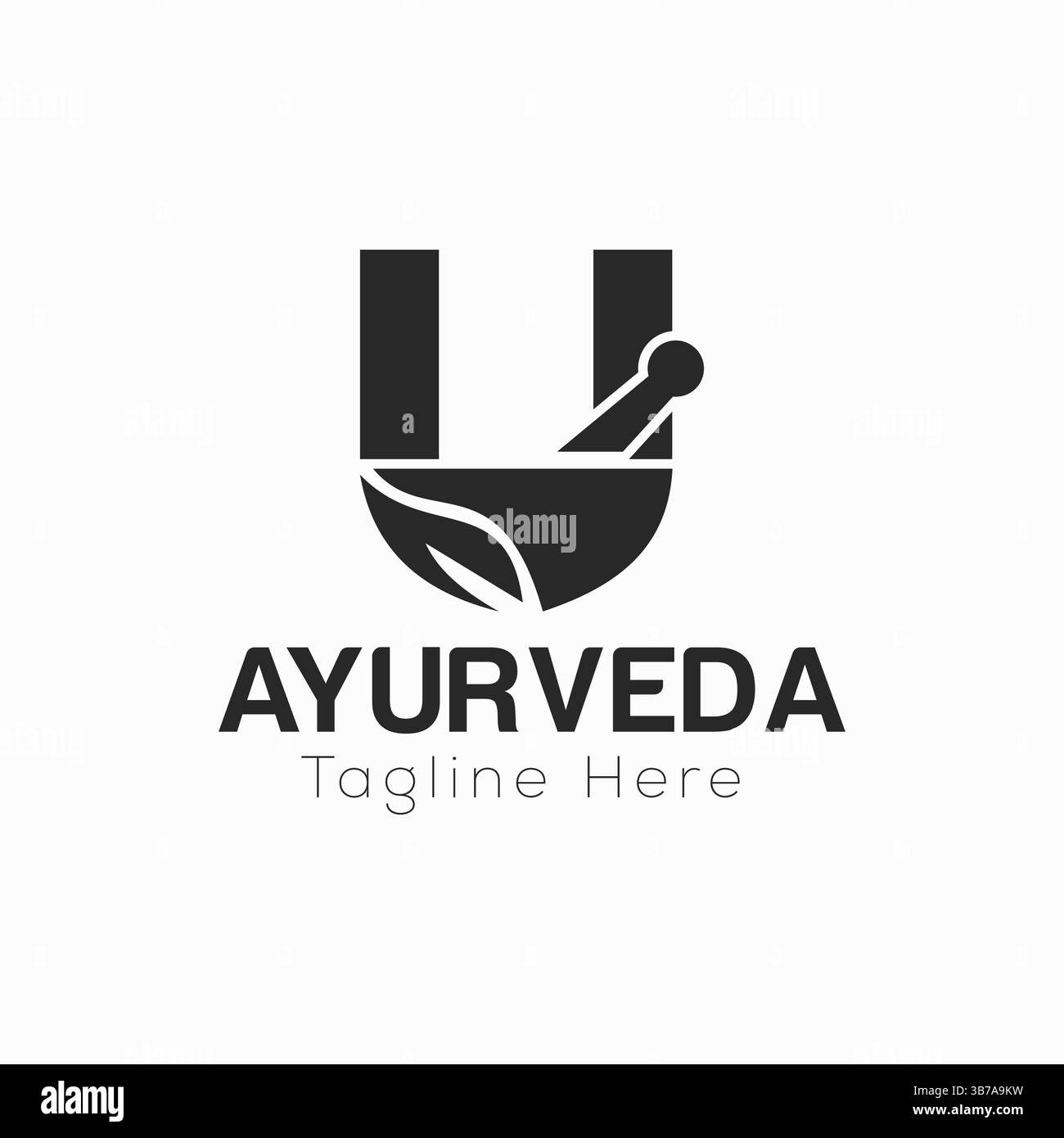 Initial Letter U Ayurveda Eco Logo Design, Apotheke Konzept Vektor Vorlage Stock Vektor