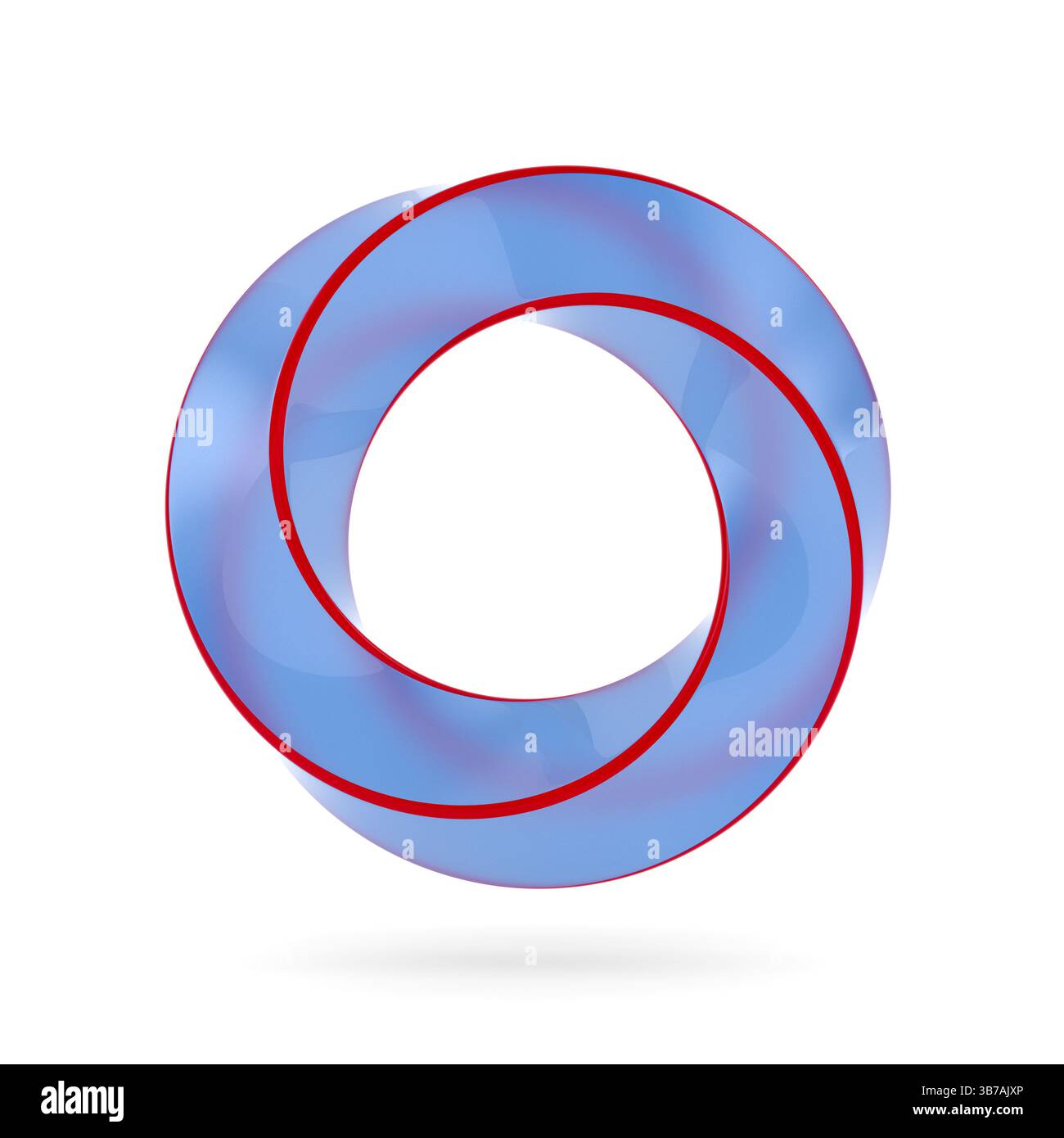 Mobius-Streifenring auf weißem Hintergrund. Isolierte 3D-Darstellung Stockfoto