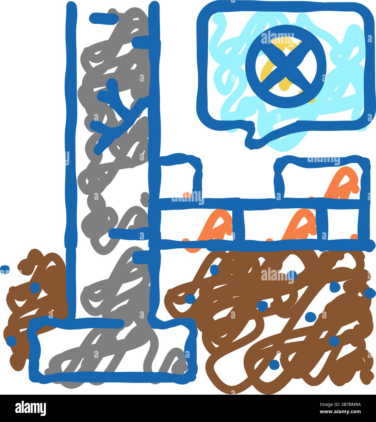 Illustration für schwere Fundamente unter der Gradstufe Stock Vektor