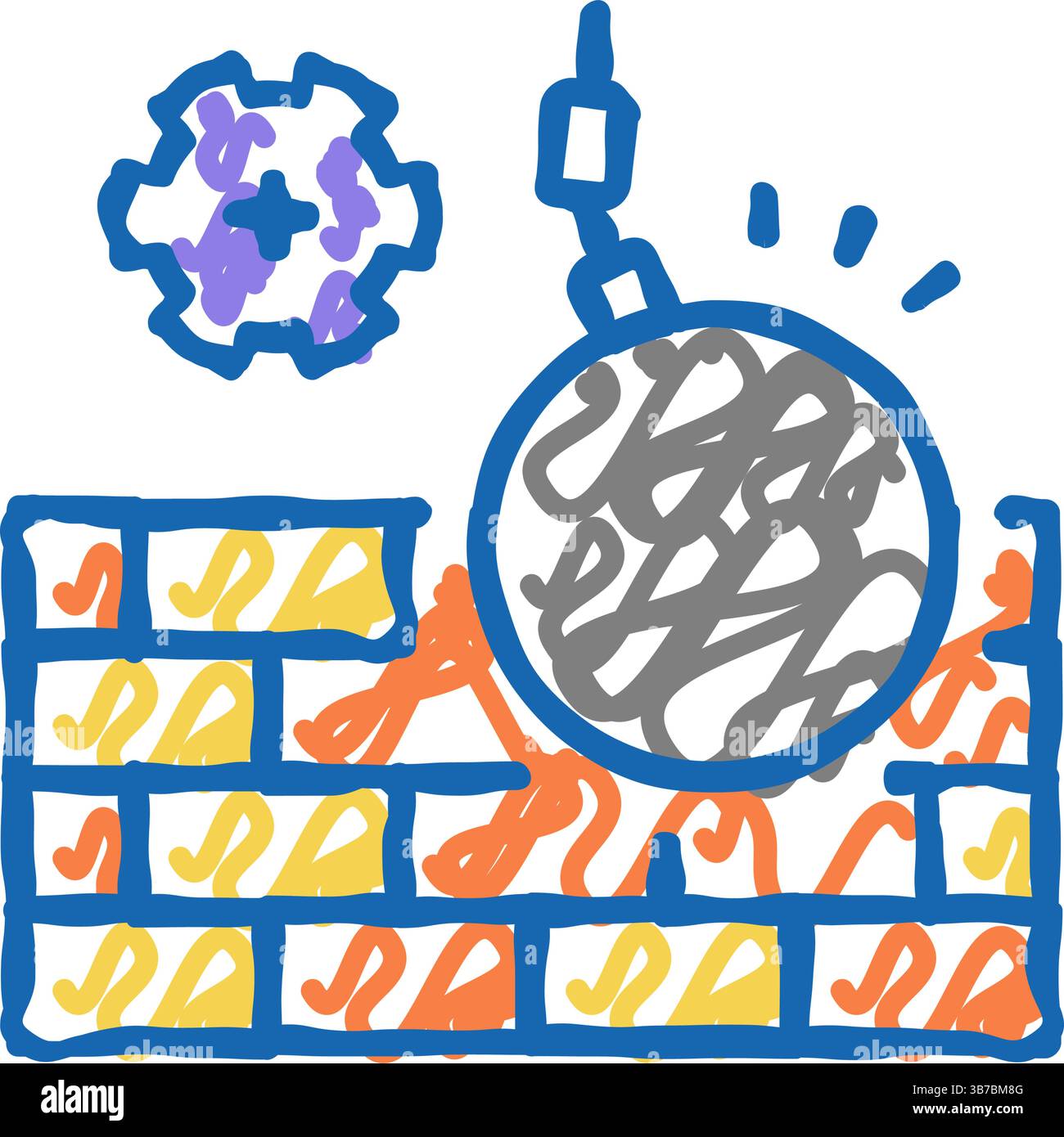 Wandbau Demontage Icon Doodle Illustration Stock Vektor