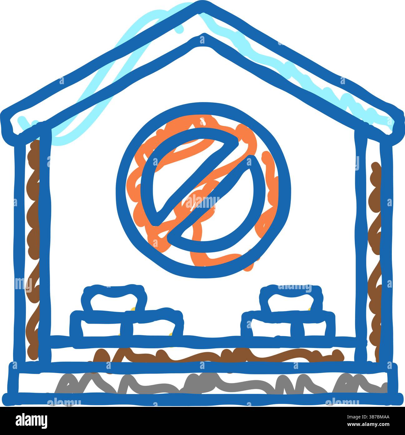 Innenhausabbruch Icon Kritzelillustration Stock Vektor