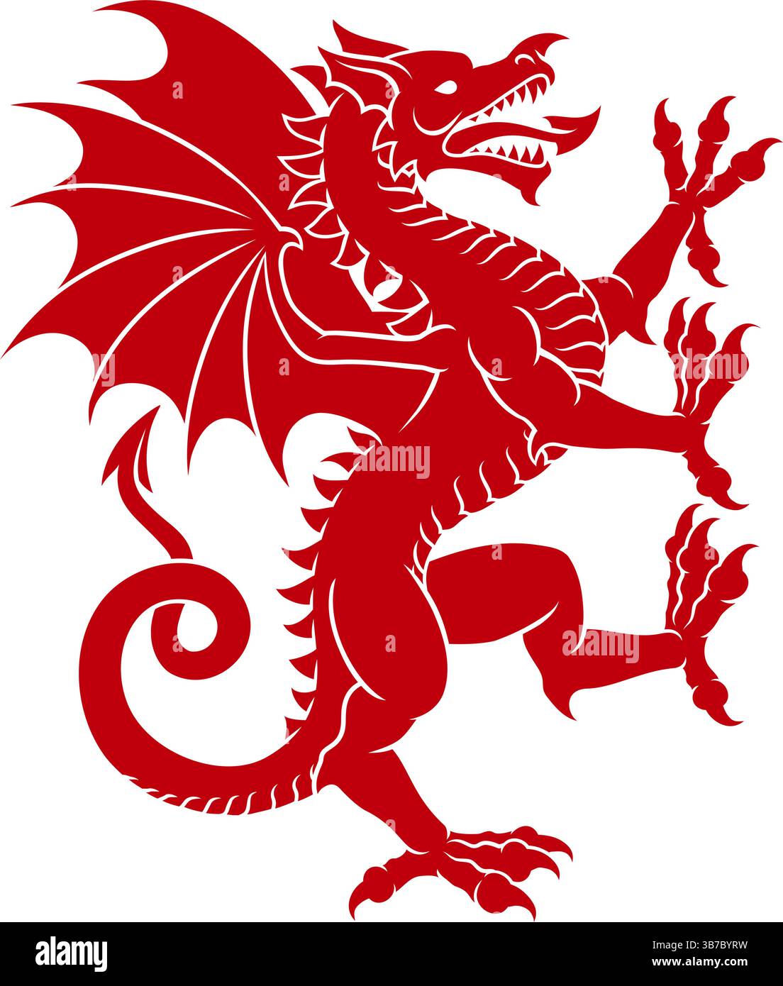 Heraldisches Drachen Walisisches Wappenwappen Heraldik-Tier Stock Vektor