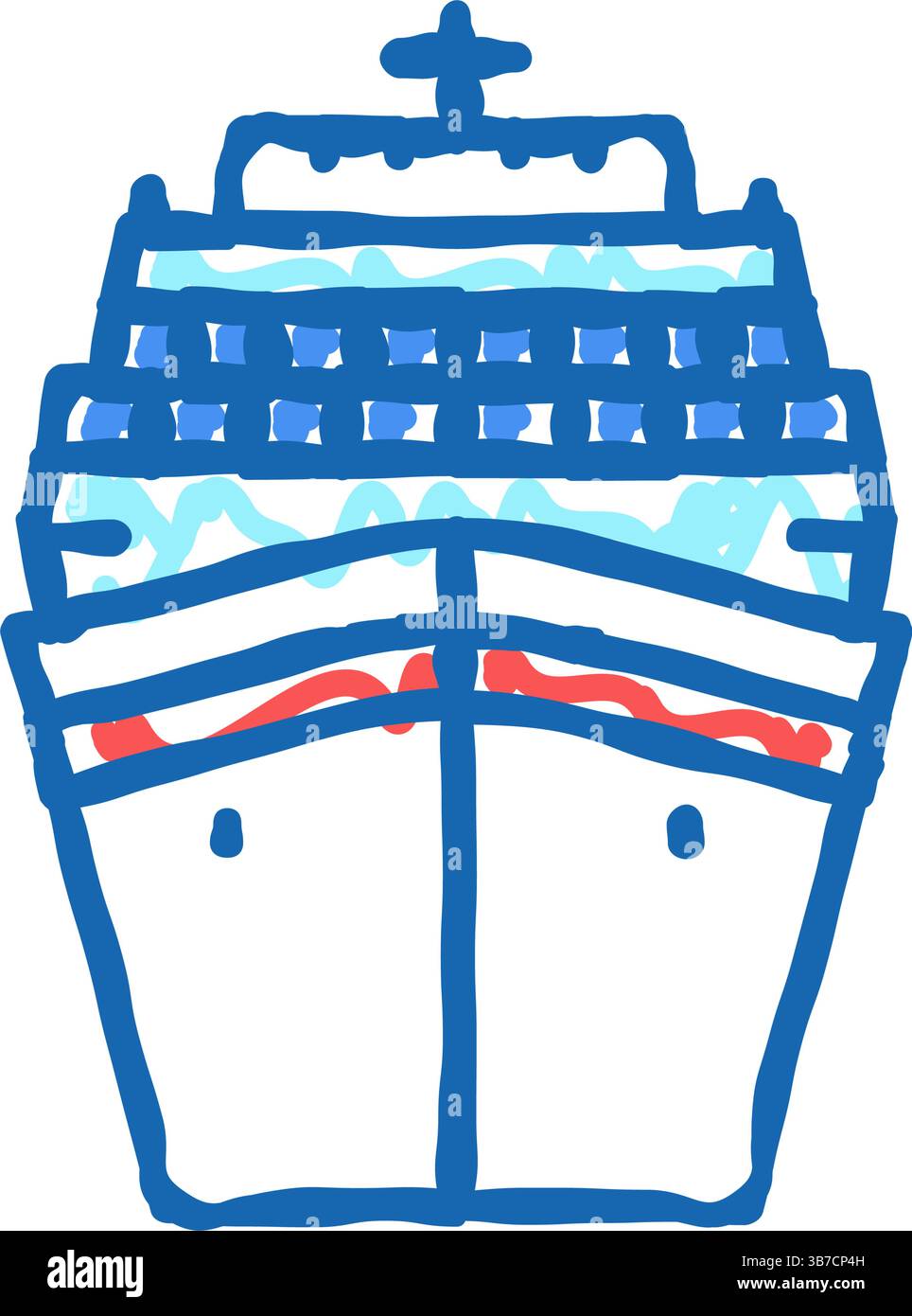 Kreuzfahrtschiff Seetransport Symbol Kritzelillustration Stock Vektor