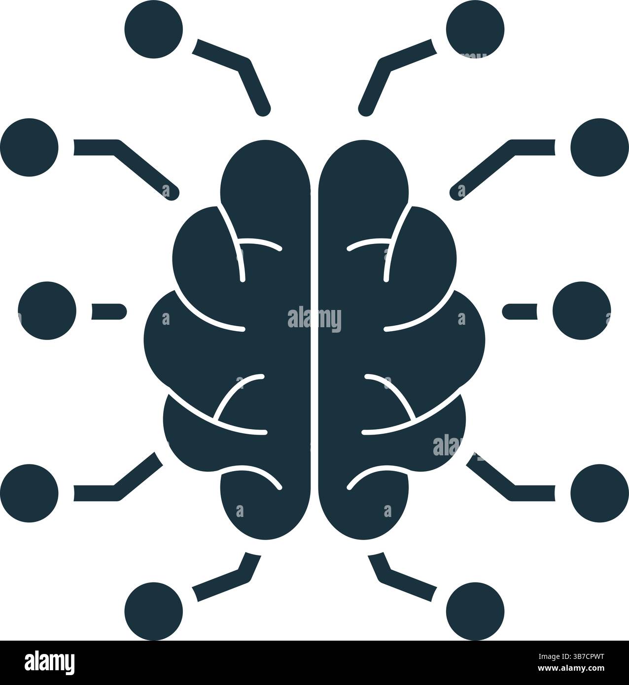 Konzeptuelle Darstellung eines Gehirns, das mit einem Netzwerk verbunden ist und maschinelles Lernen und künstliche Intelligenz symbolisiert Stock Vektor