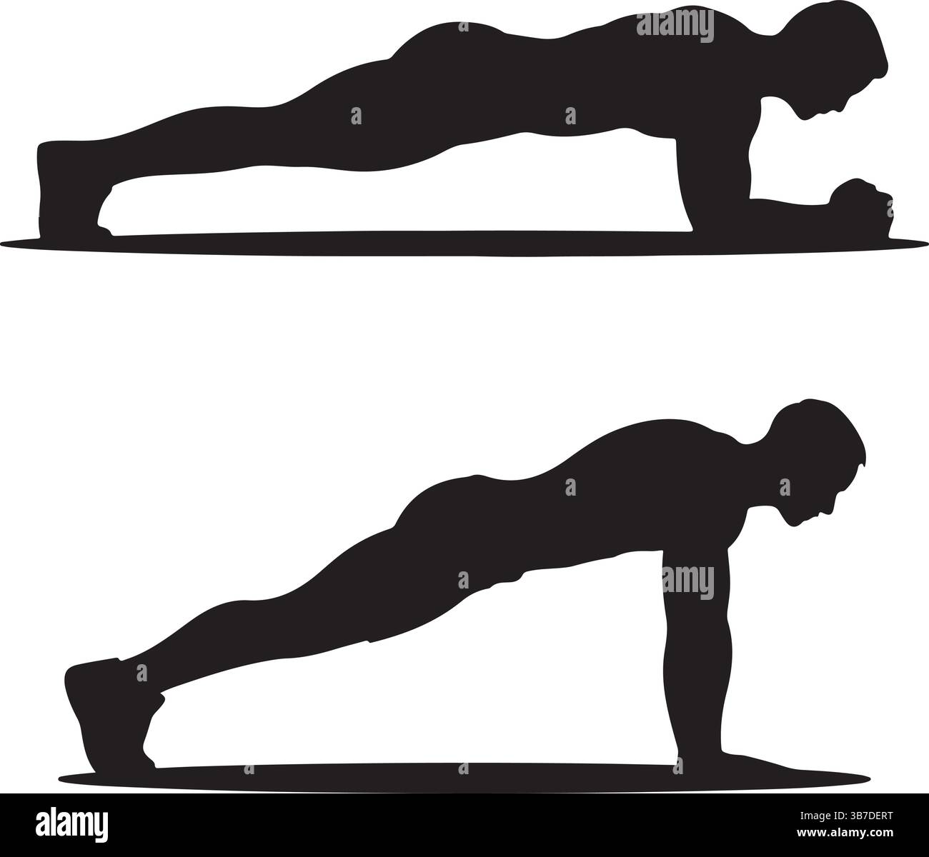 Plank Übungsvarianten Silhouette Fitness Workout Stock Vektor