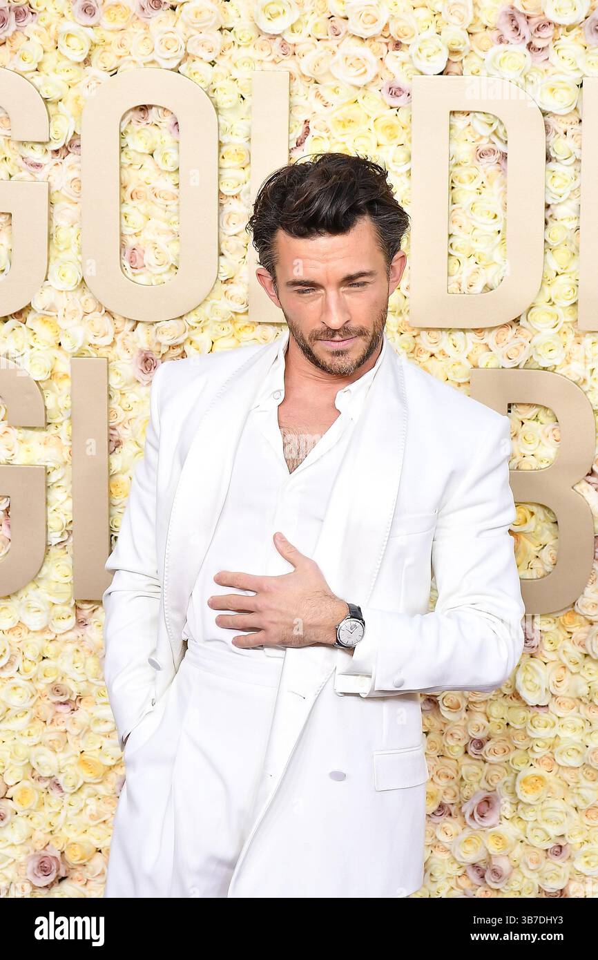 7. Januar 2024, Beverly Hills, CA, USA: Jonathan Bailey nimmt am 07. Januar 2024 an den 81. Jährlichen Golden Globe Awards im Beverly Hilton Teil. (Bild: © C Flanigan/imageSPACE via ZUMA Press Wire) Stockfoto
