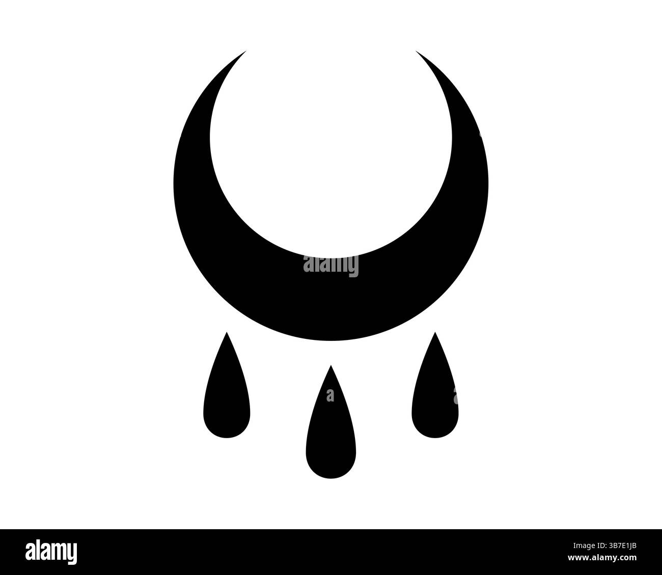 Gesegnetes Hexenzeichen, ein Symbol des Segens. Der Mond repräsentiert die Göttin in jeder Frau. Die drei Tropfen repräsentieren die Jungfrau, die Mutter und die cr Stock Vektor