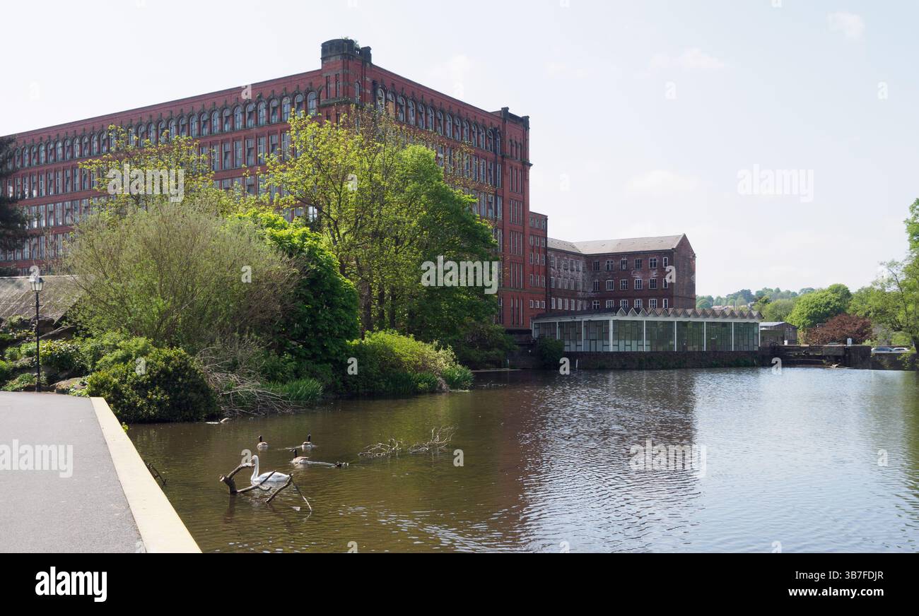 Der River Derwent in Belper Derbyshire, East Mills und North Mills Stockfoto