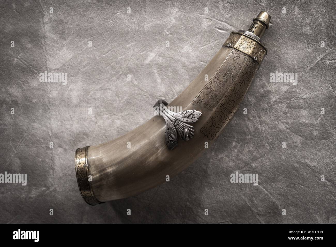Pulverflasche, 17. Jahrhundert, Alava Armory Museum, Vitoria, Baskenland, Spanien, Europa Stockfoto