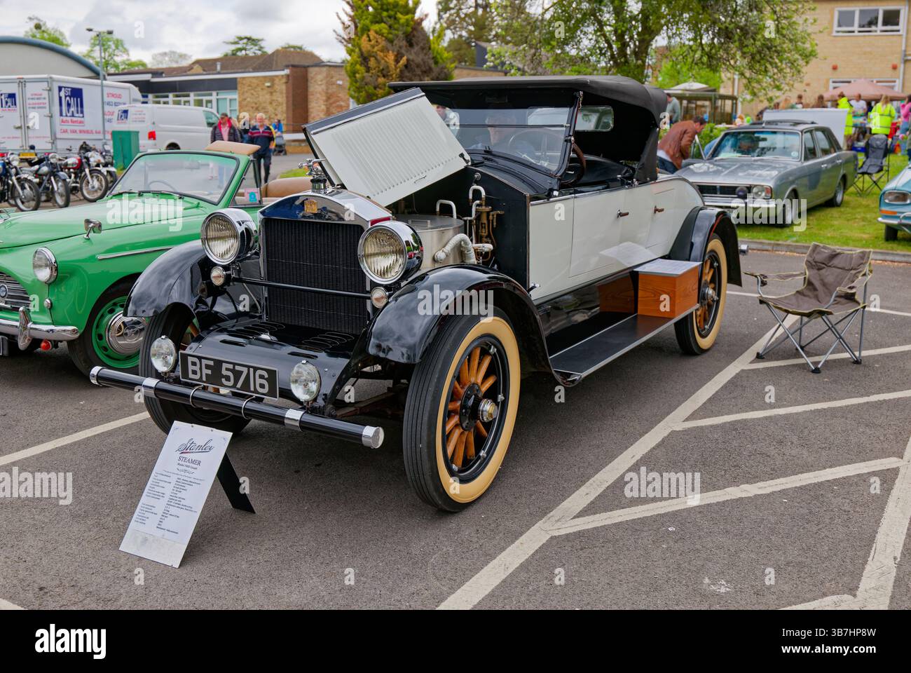 1922 Stanley Steam Car auf einer Automobilausstellung Stockfoto