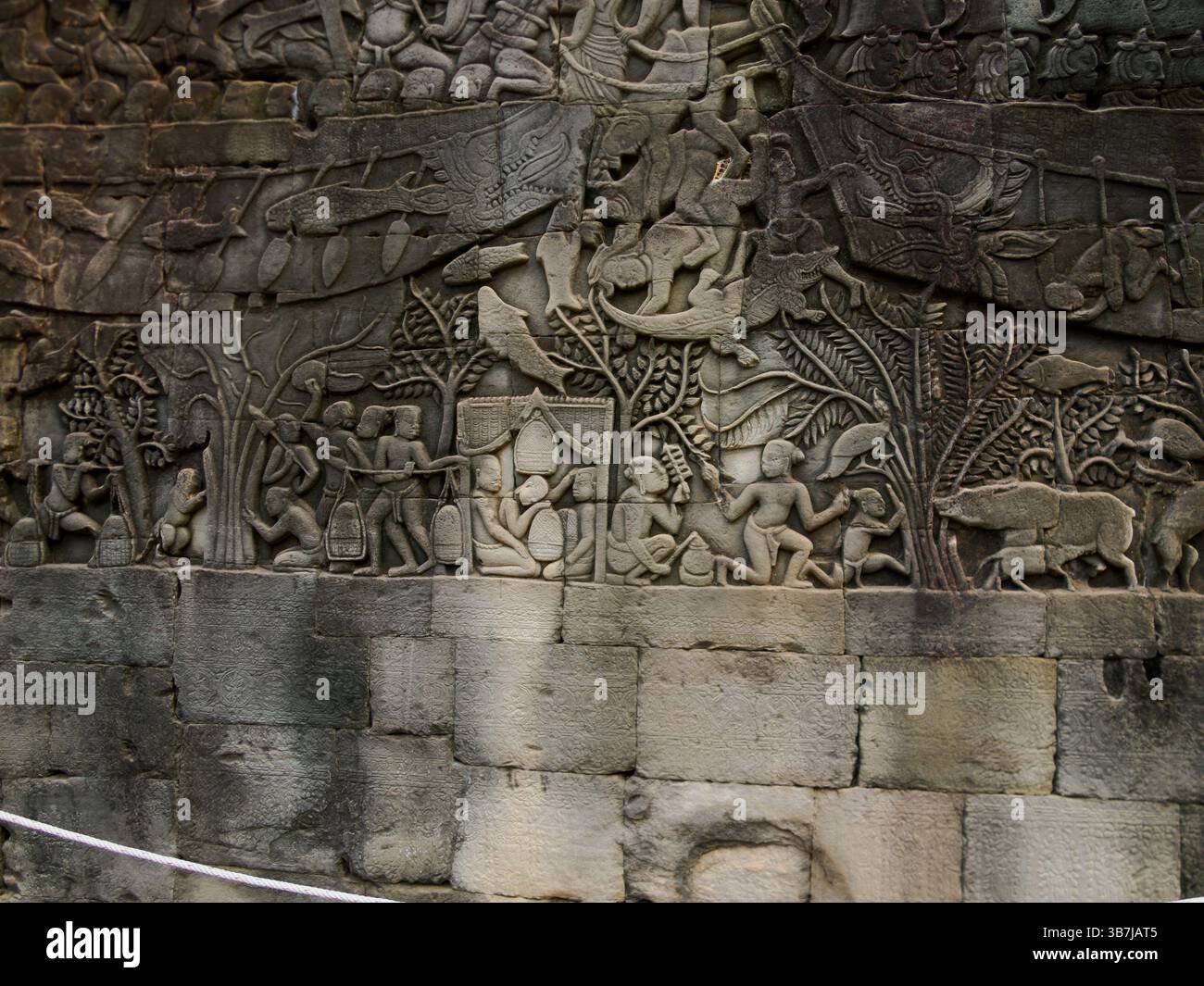 Bayon Wall Carving, Angkor Thom, Siem Reap Stockfoto