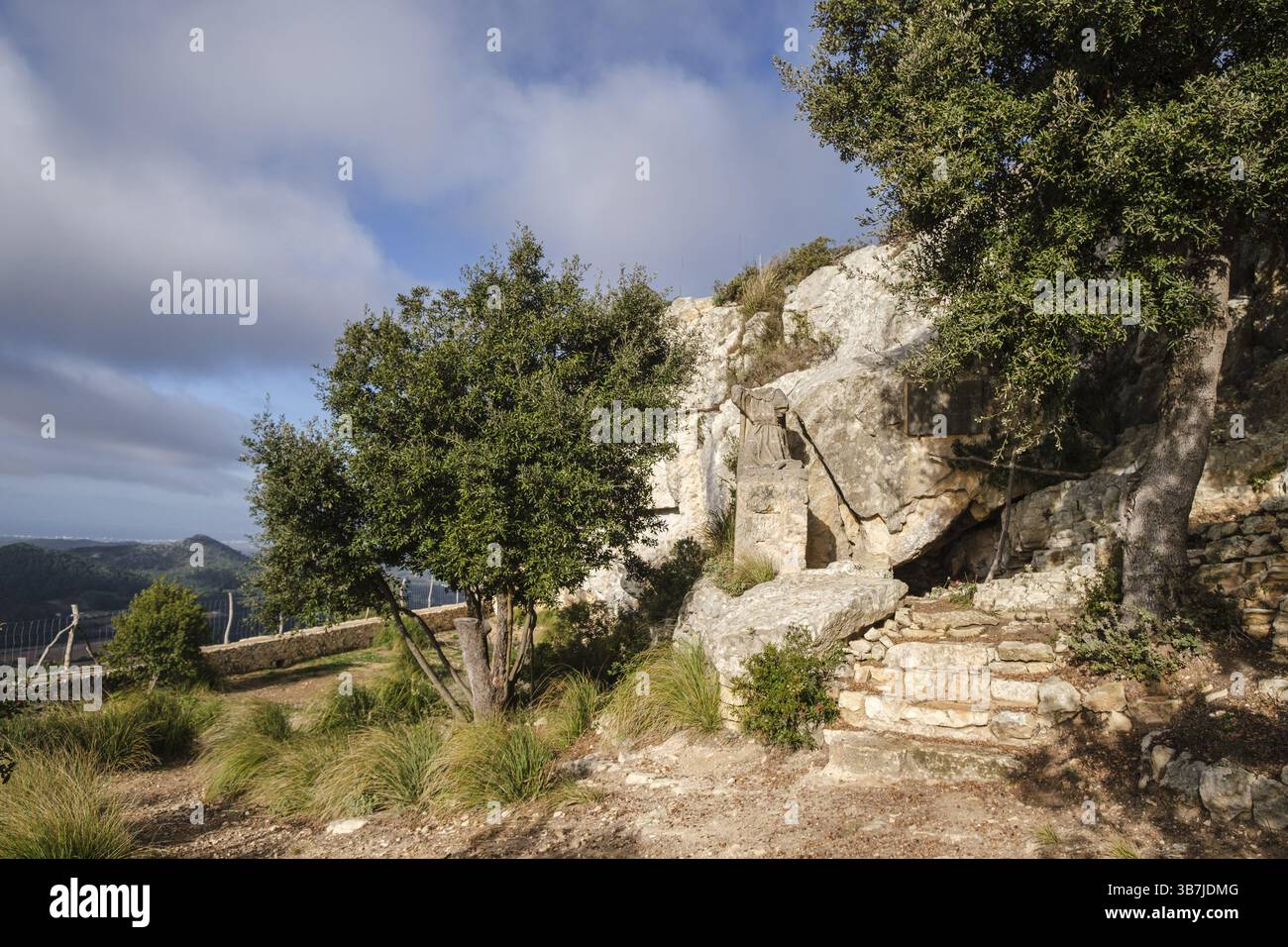 Ramon Llull Höhle, Cura Heiligtum, Puig de Randa, Mallorca, Balearen, Spanien, Europa Stockfoto