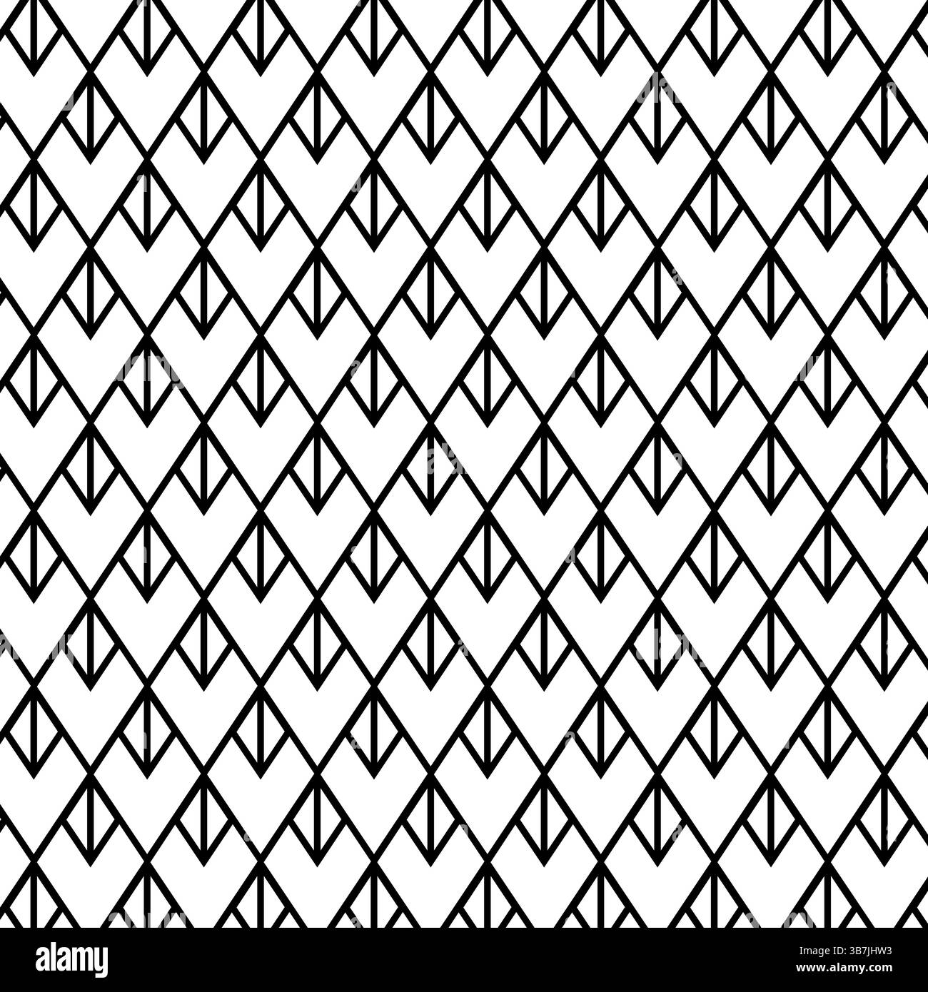 Nahtloses Art déco-Muster. Sich wiederholende Linienmuster. Abstrakte Rautengittergeometrie nahtloses Muster. Vektorgrafik-Strichdarstellung. Schwarz und Stock Vektor