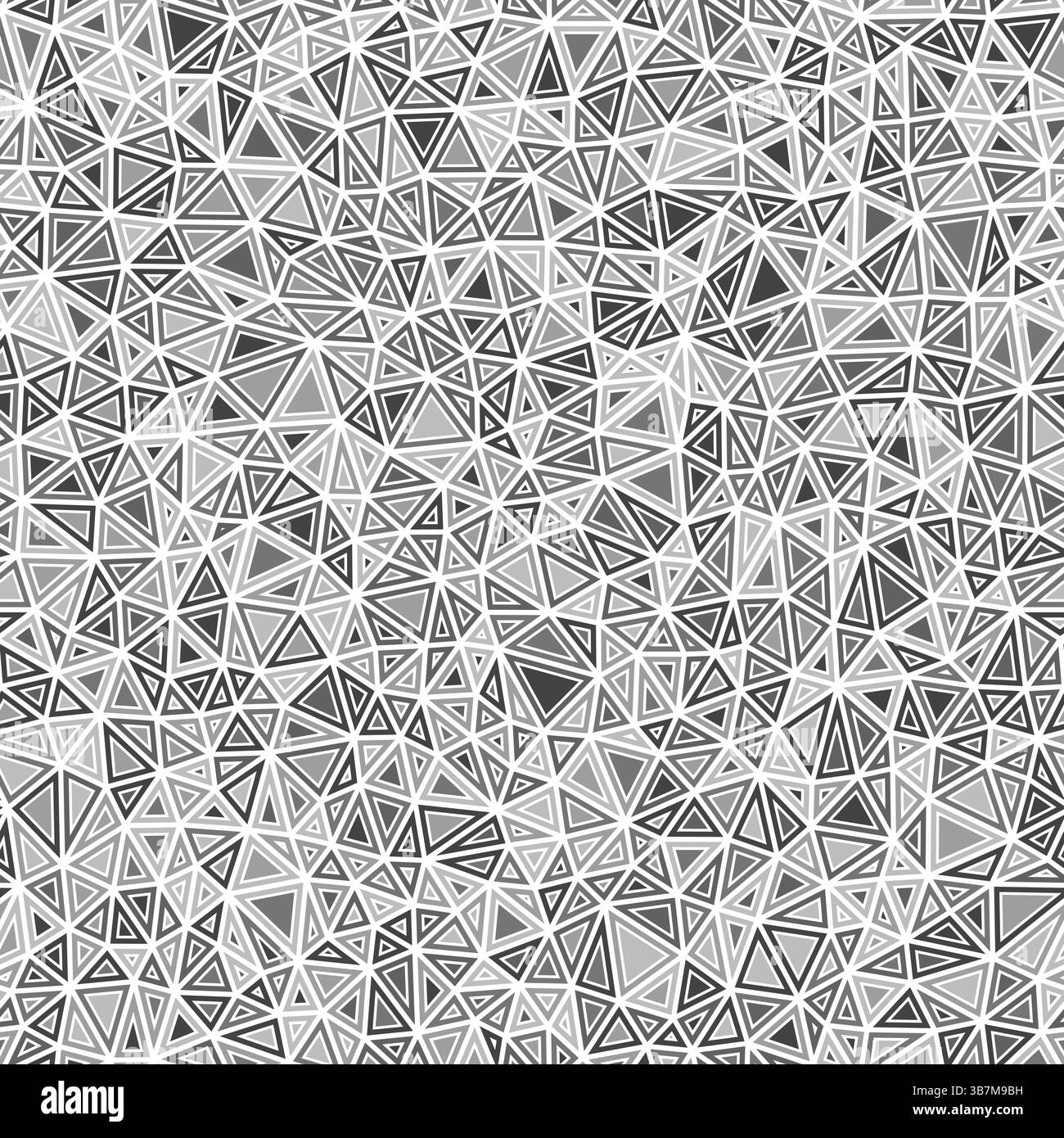 Abstrakter Hintergrund mit Mosaikdreiecksformen. Winzige Dreiecke in der Größe. Volumenkörperformen in Rahmen. Einfarbiger Stil. Wiederholbares Muster. Stock Vektor