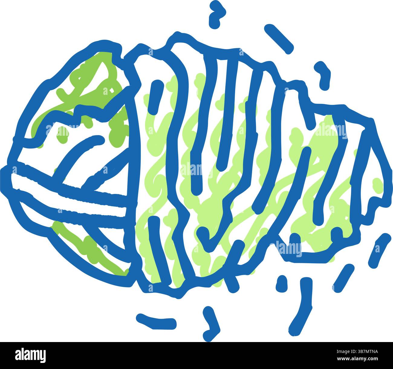 Kritzelbildgebung mit dem Symbol für gehackten Kohl Stock Vektor