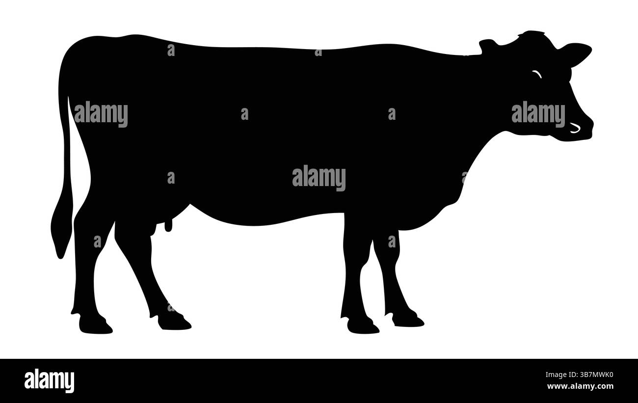 Schwarzes Vektor-Logo mit Kuh-Silhouette Stock Vektor