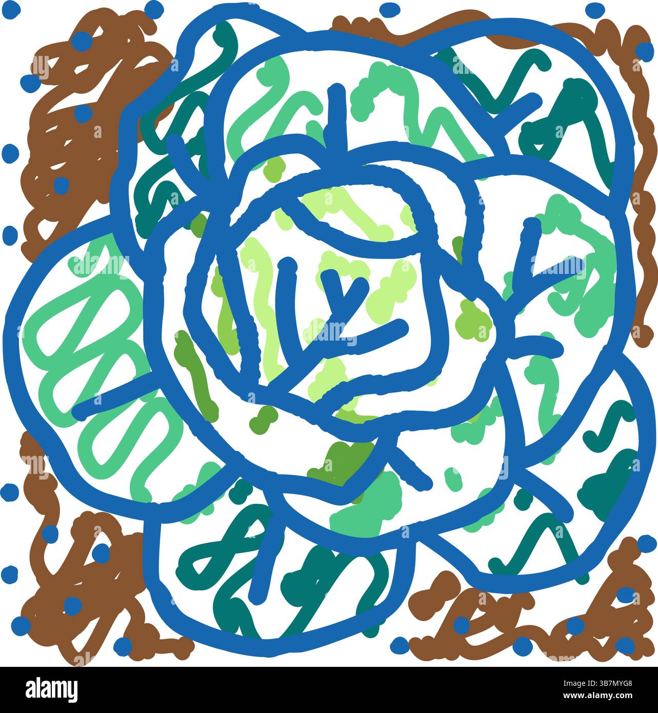 Pflanzenkohl, der auf Ackerland wächst, Ikone-Illustration Stock Vektor