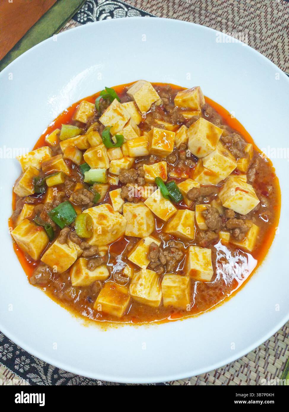 Chinesisches Tofu-Gericht Mapo Doufu oder Mapo Tofu. Stockfoto