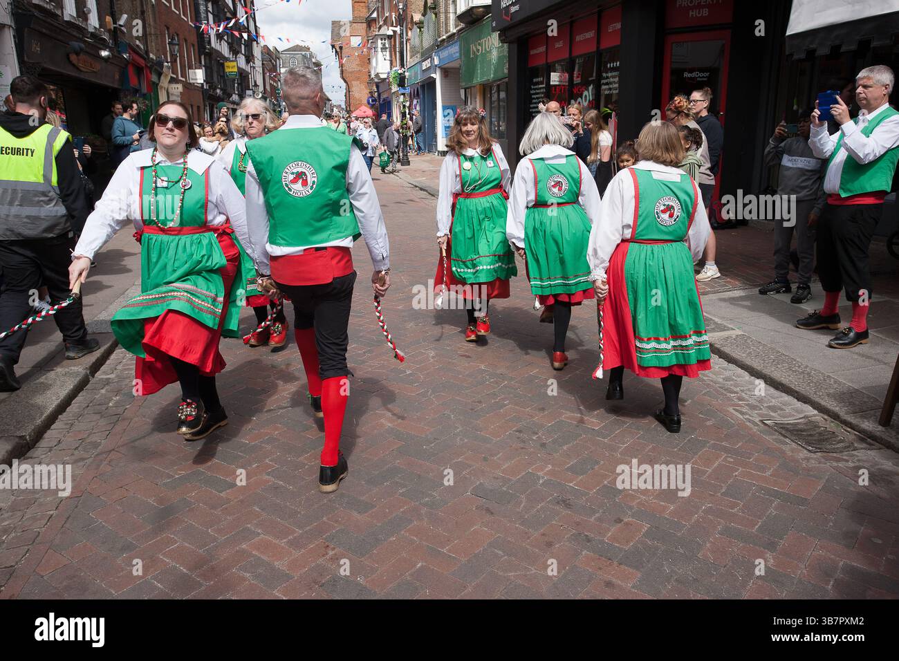 Morris Dancers fegt Festival Rochester Stockfoto