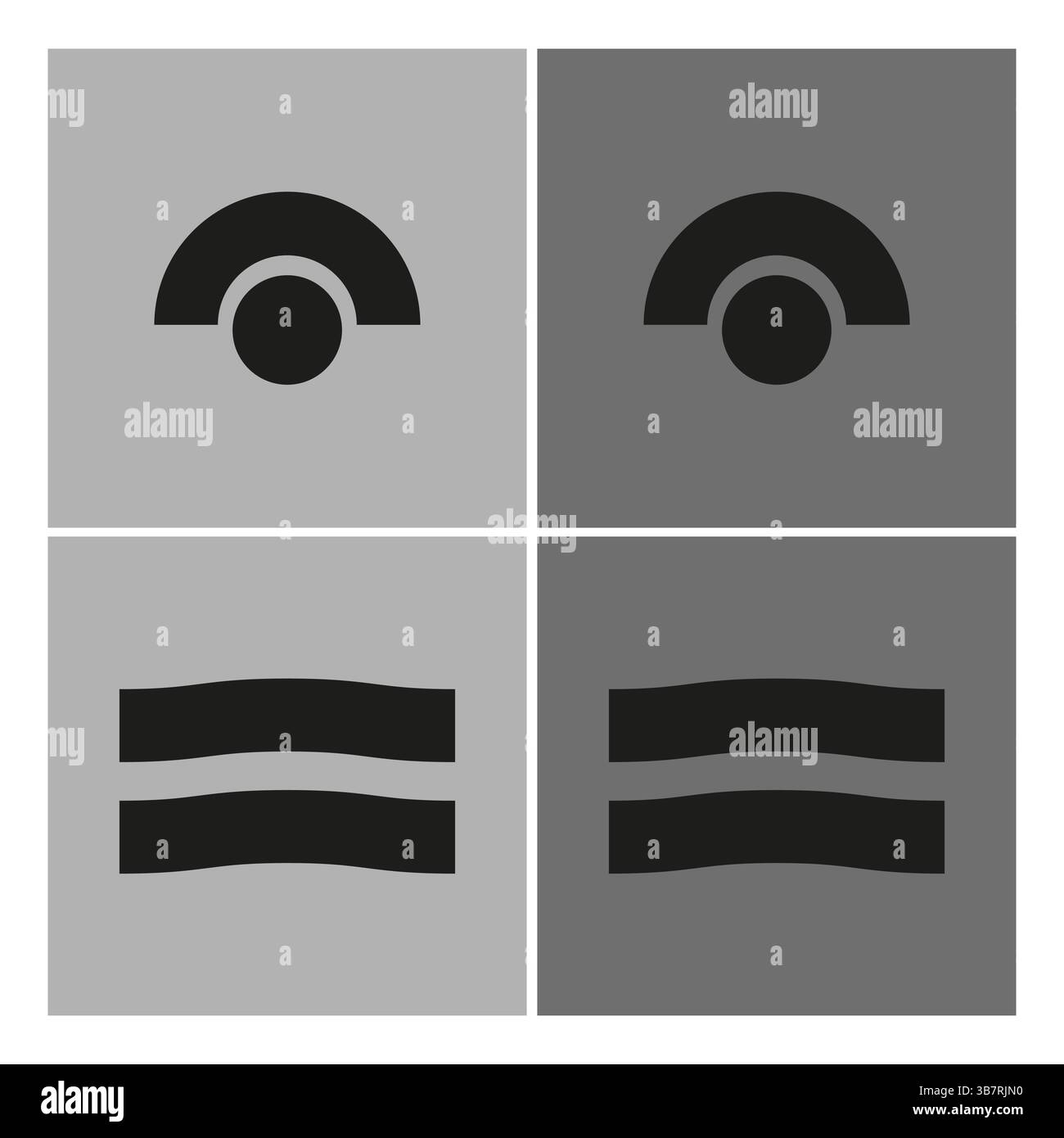 Halbkreisform. Symbol für Wellenlinien. Auffällige Grafikmarke. Vektorsymbolgruppe. Stock Vektor