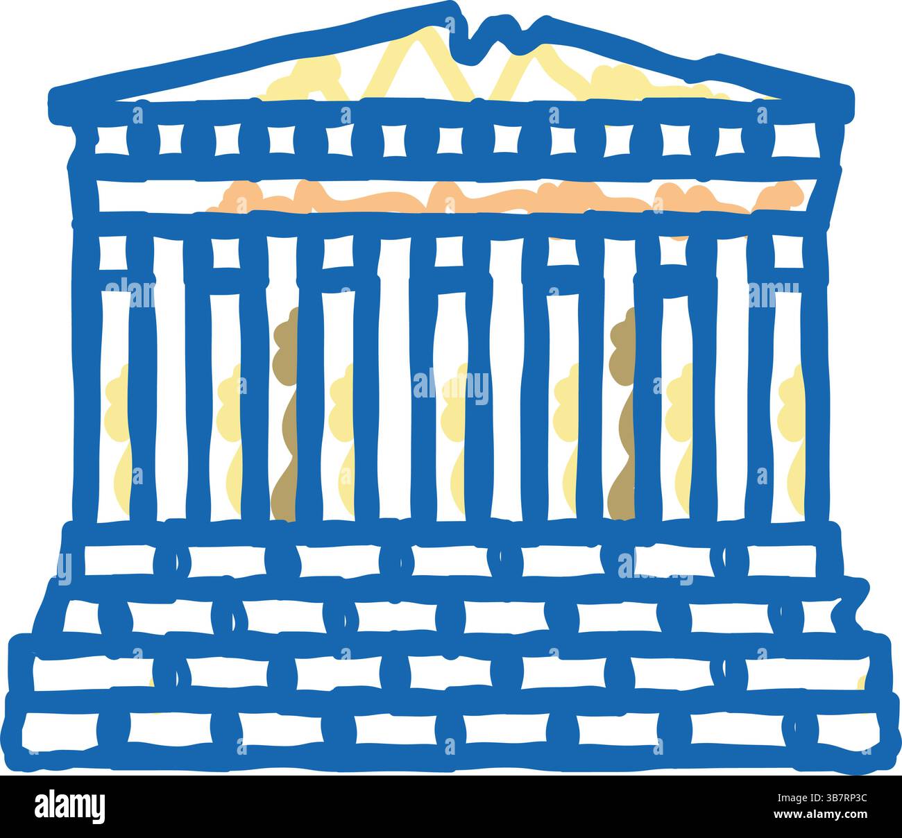 parthenon europa antike Gebäude Ikone Kritzelillustration Stock Vektor