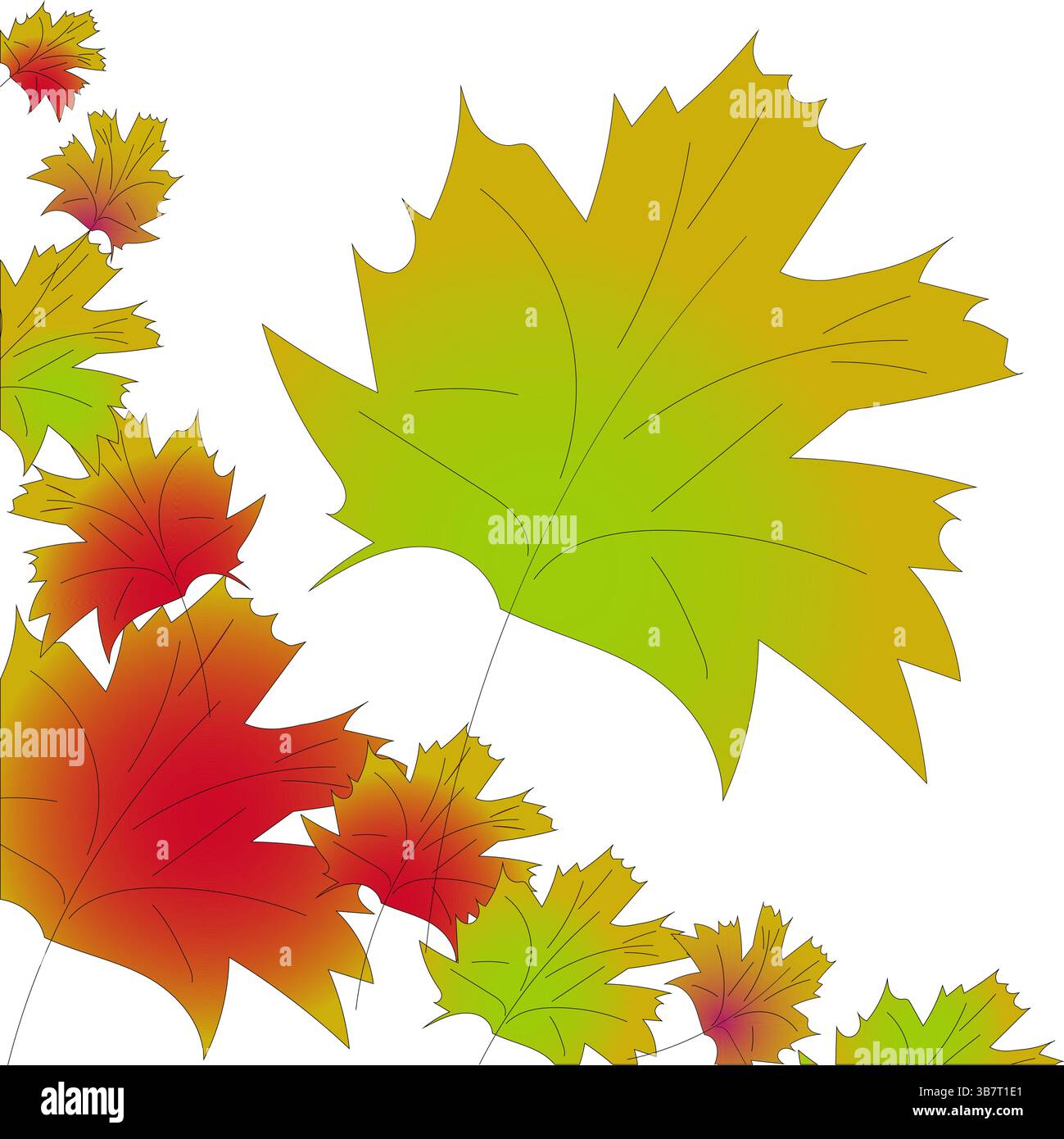Herbstlaub aus Ahornholz. Roter gelber Verlauf. Fallender Blattvektor. Saisonale Blattform. Stock Vektor