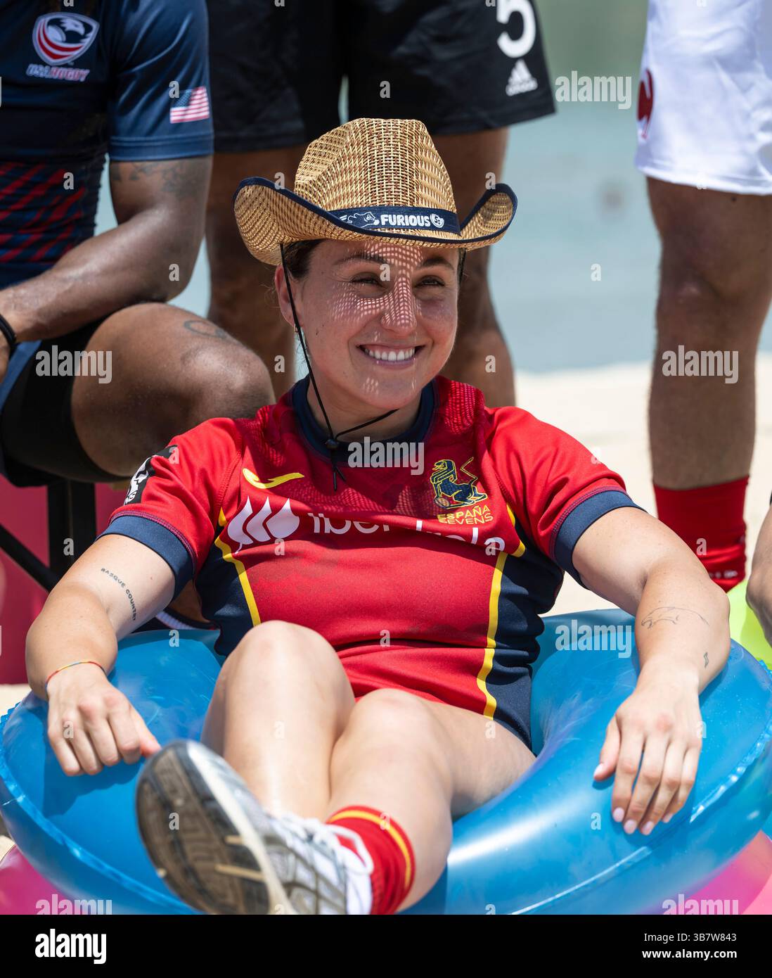 März 30, 2024, Singapur, Singapur: World Rugby HSBC SVNS Singapore Sevens Captains Foto. Alle qualifizierten Kapitän des Teams Singapur Sevens treffen sich auf Siloso Beach Sentosa vor diesem weekendÃs-Wettbewerb. Spanien, Kapitän Der Frauen. (Bild: © Jayne Russell/ZUMA Press Wire) Stockfoto