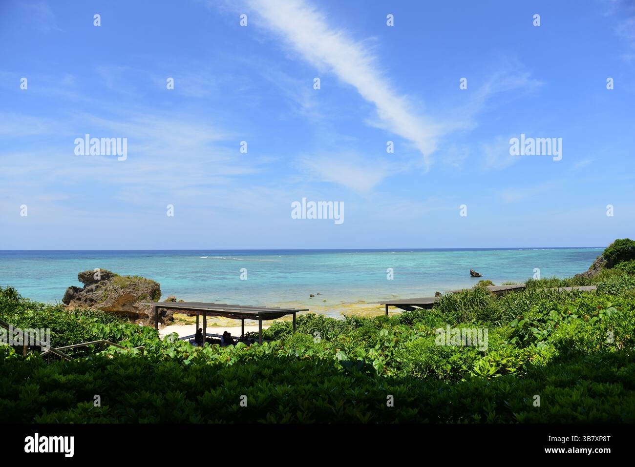 Das Banta Cafe in Gima, Yomitan, Nakagami District, Okinawa, Japan. Stockfoto