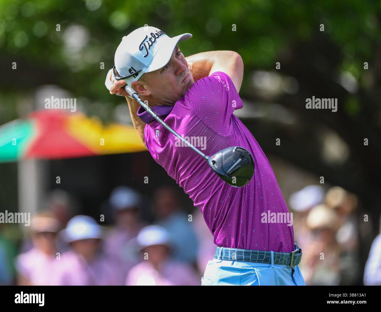7. März 2024: Justin Thomas beim ersten Abschlag während der ersten Runde des Arnold Palmer Invitational, präsentiert von Mastercard im Arnold Palmer's Bay Hill Club & Lodge in Orlando, FL. Romeo T Guzman/CSM. (Kreditbild: Stockfoto