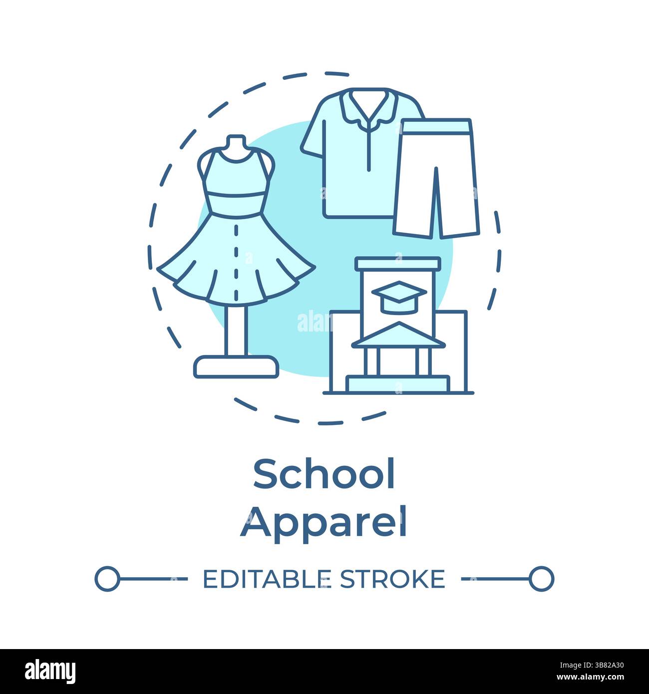 Schulbekleidung in sanftem Blau Stock Vektor
