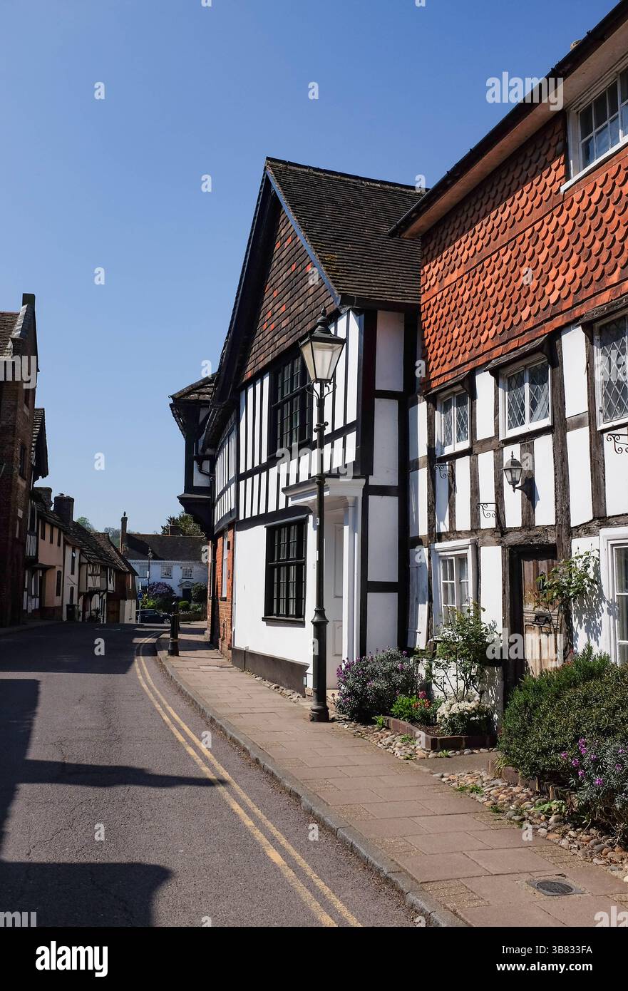Malerische Fachwerkhäuser in Church Street Steyning, West Sussex, England, Großbritannien 2025 Stockfoto