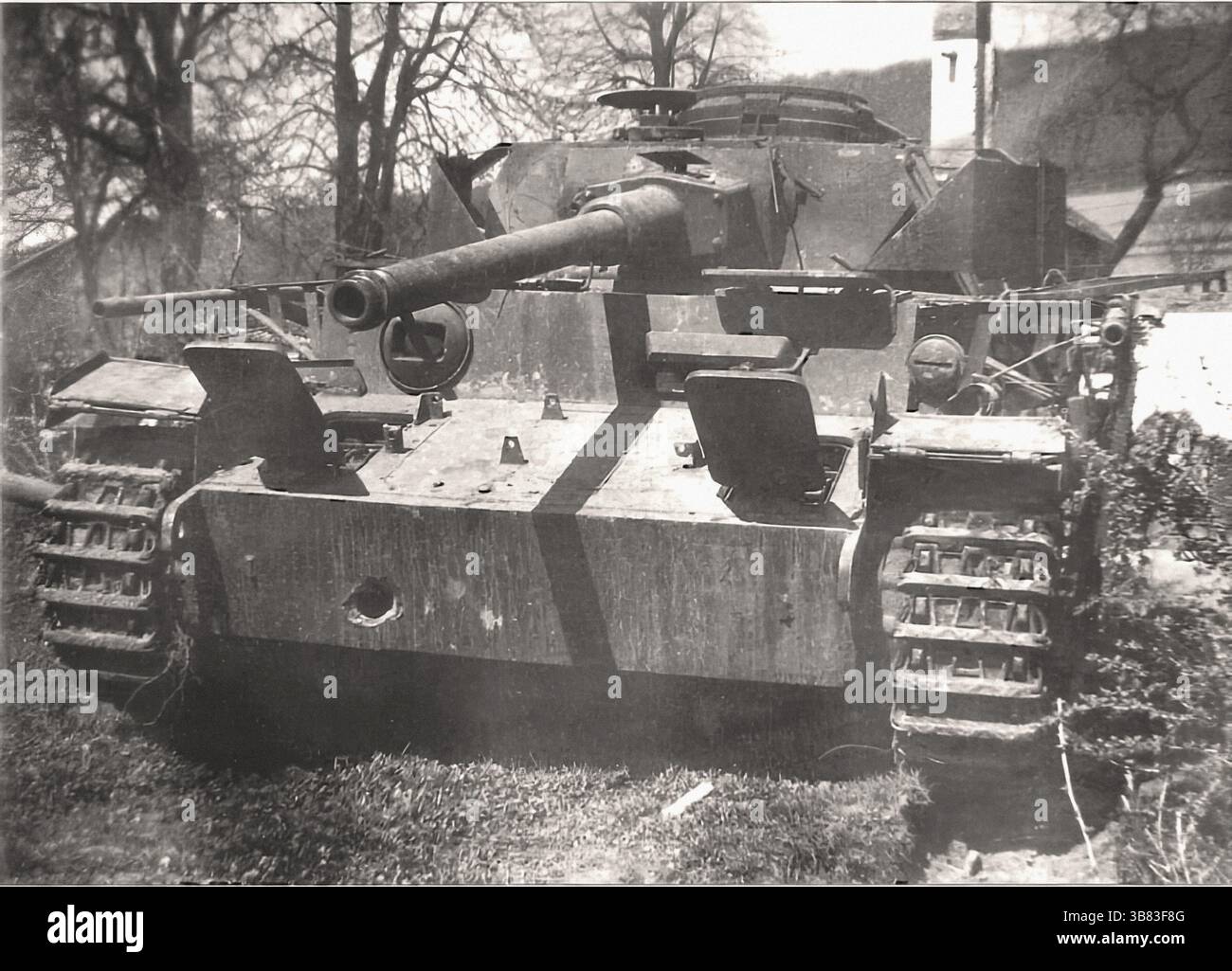 PZ.BEF.WG.IV der Kampfgruppe Hudel war die verstärkte I. - PZ.Rgt.130 und im märz 1945 der 11.Panzer-Division unterstellt - Historisches Dokument, Fotograf unbekannt Stockfoto