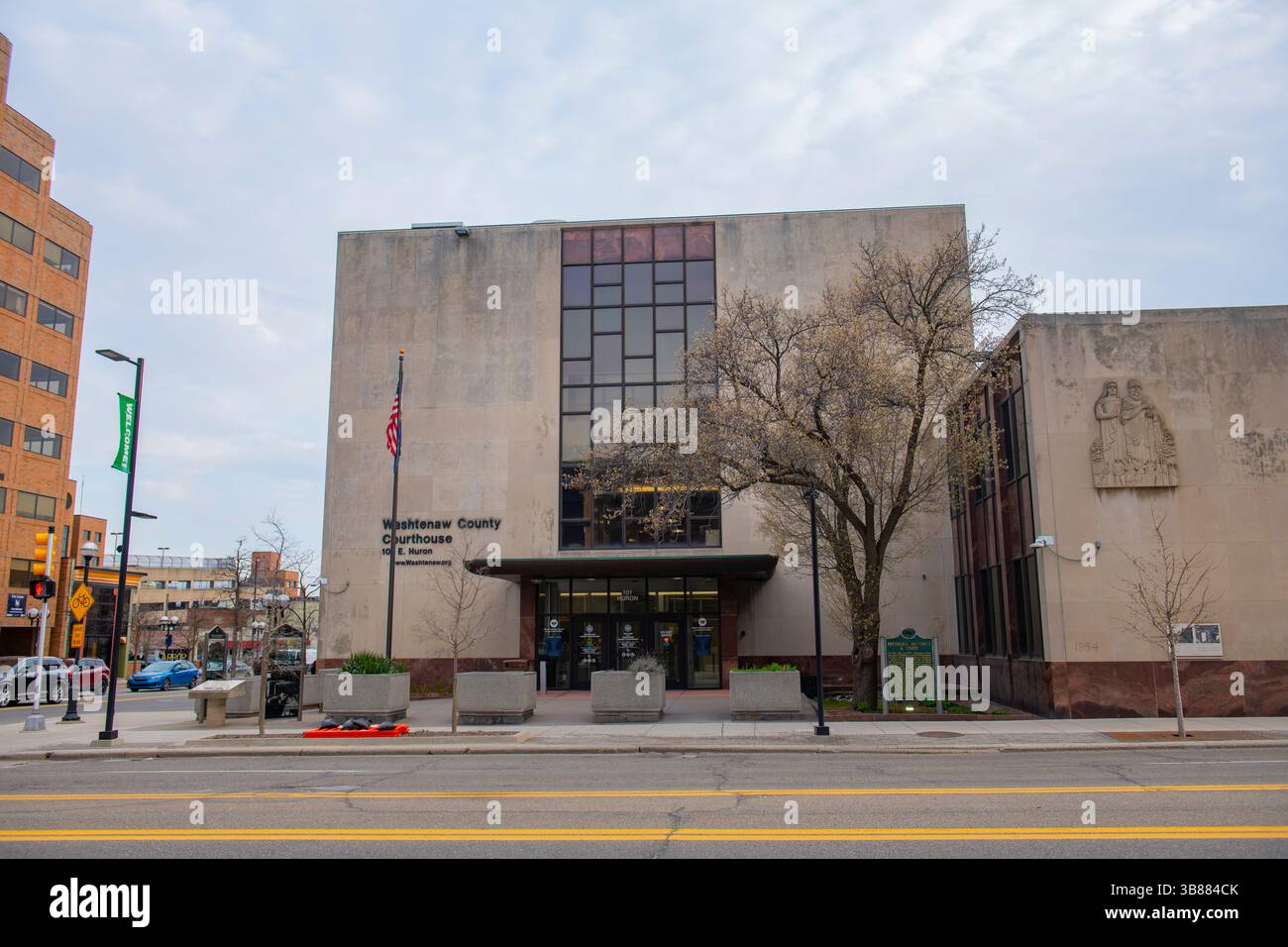 Washtenaw County Courthouse am 101 E Huron in der S Main Street im historischen Stadtzentrum von Ann Arbor, Michigan MI, USA. Stockfoto