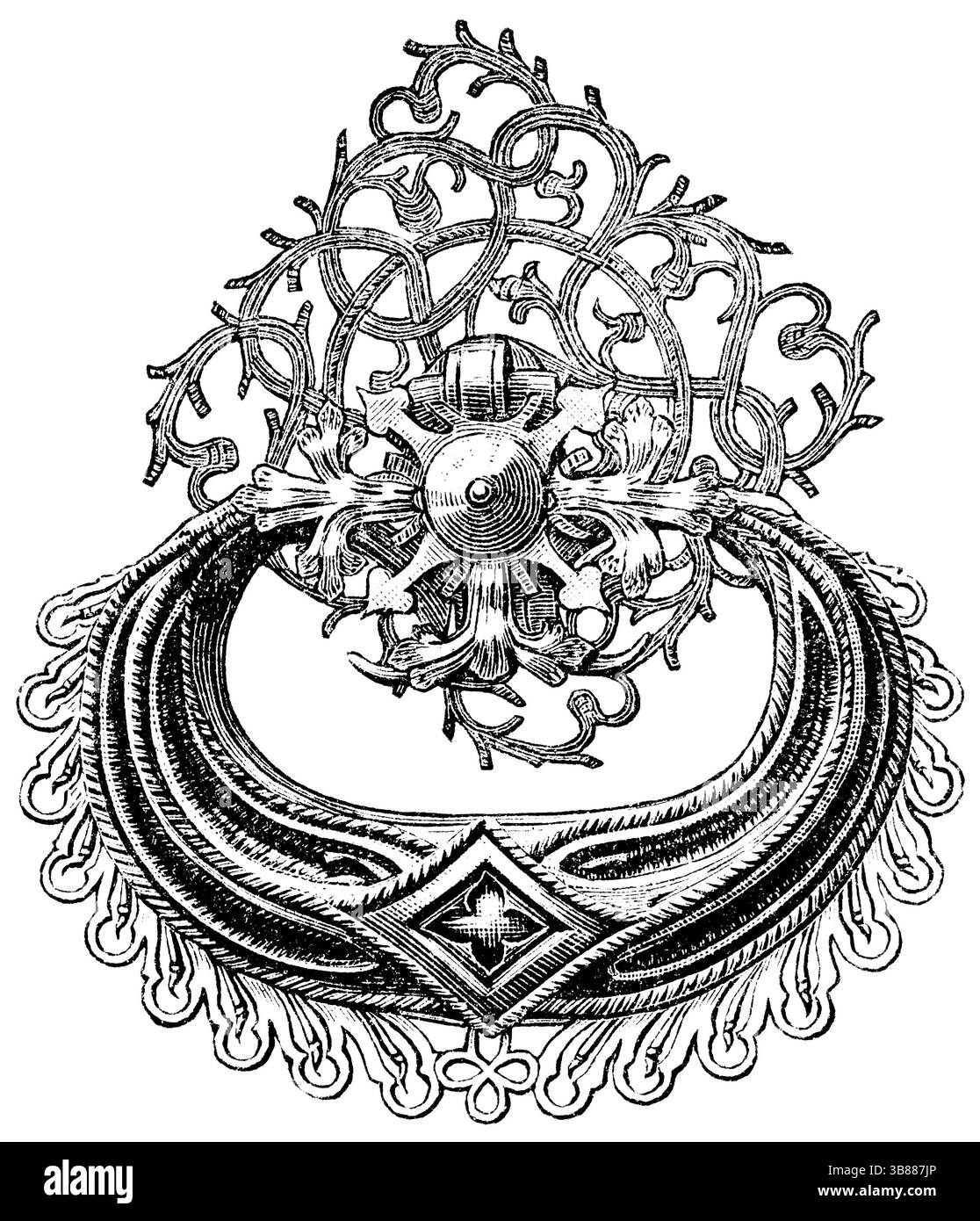 Türklopfer, Deutschland, 15. Jahrhundert. Veröffentlichung des Buches Meyers Konversations-Lexikon, Band 7, Leipzig, 1910, Europa Stockfoto