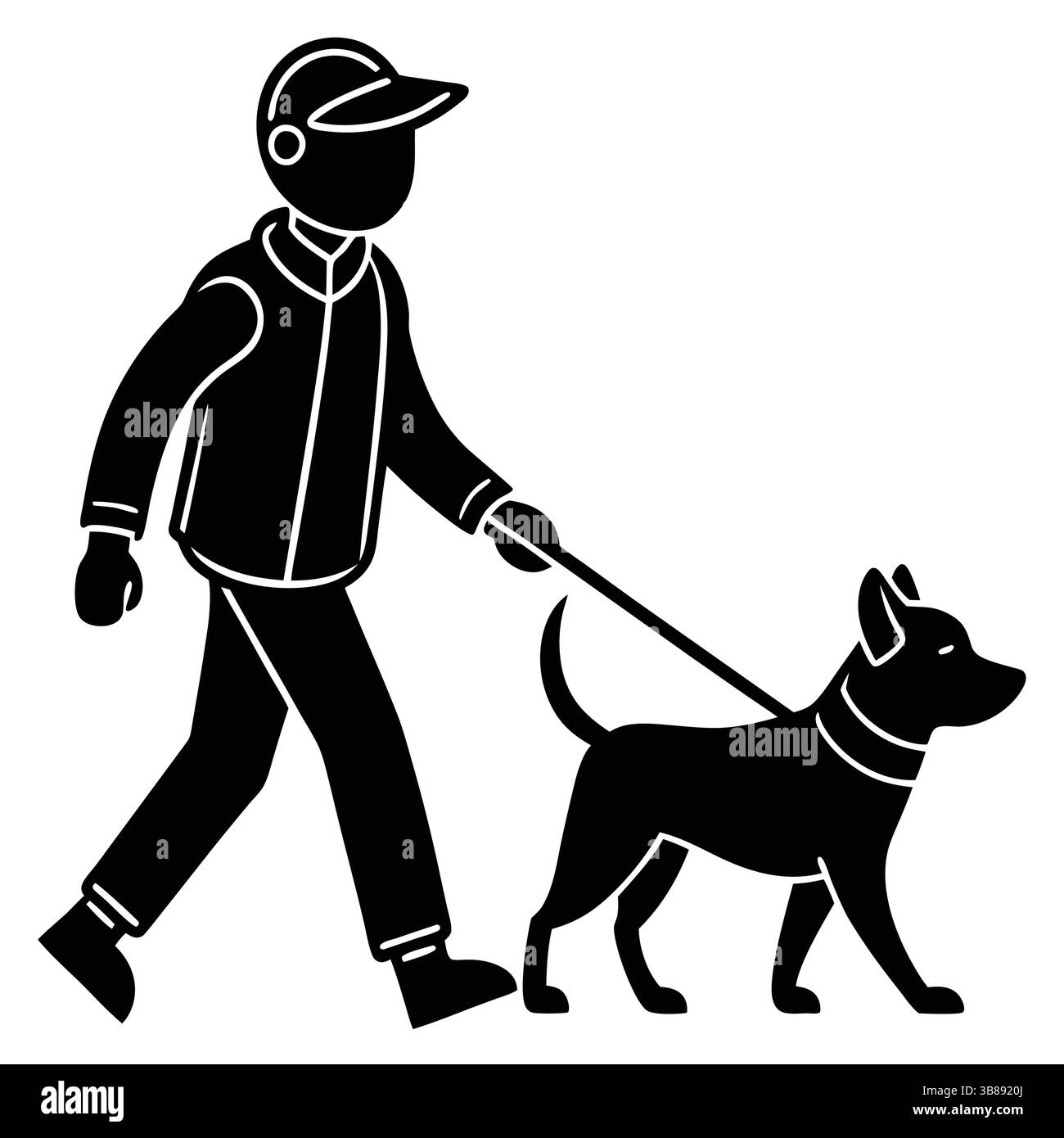 Dog Walker Silhouette – Mann Walking Dog Vektor Grafik Stock Vektor