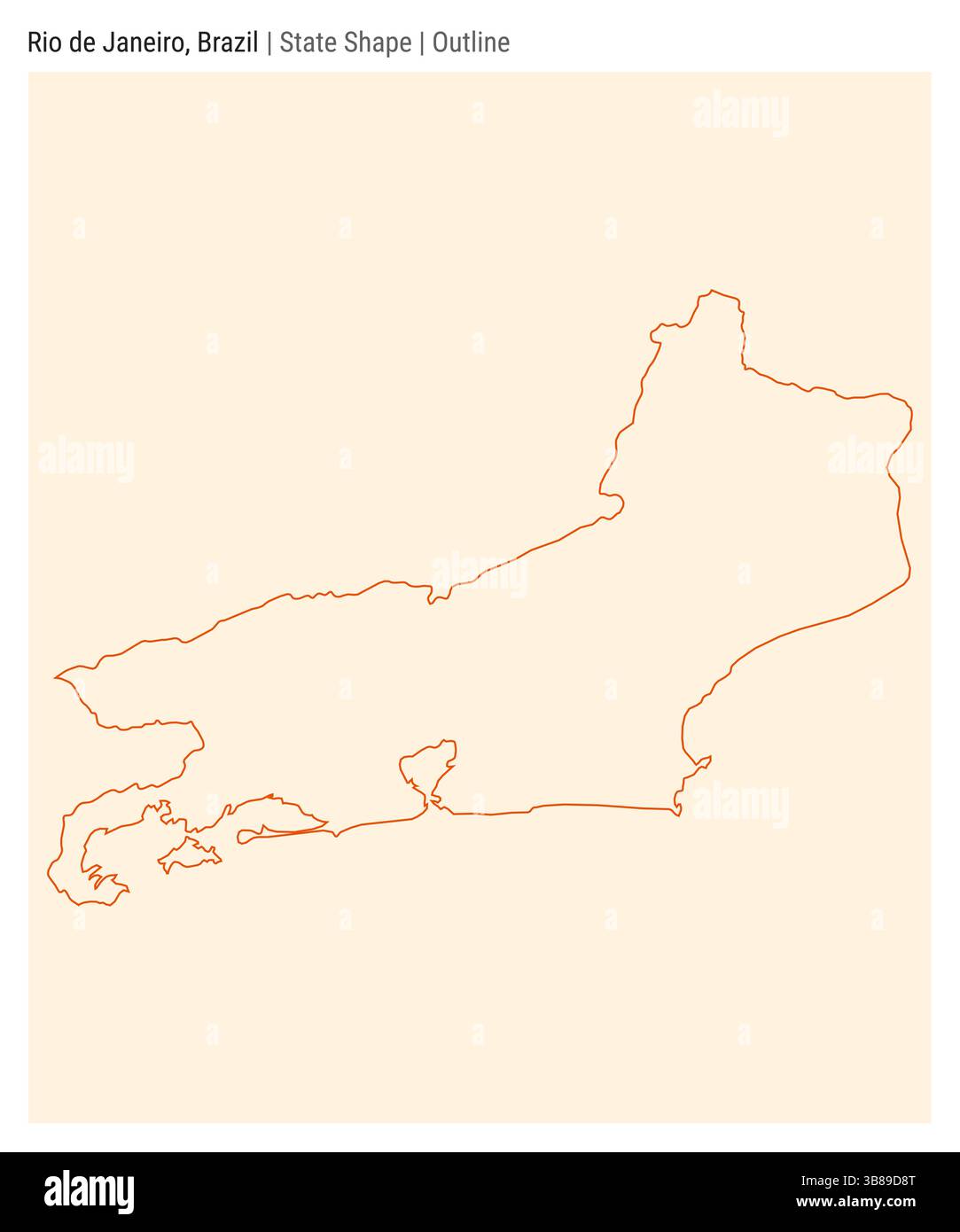 Rio de Janeiro, Brasilien. Einfache Vektordarstellung. Statusform. Umrissstil. Grenze von Rio de Janeiro. Vektorabbildung. Stock Vektor