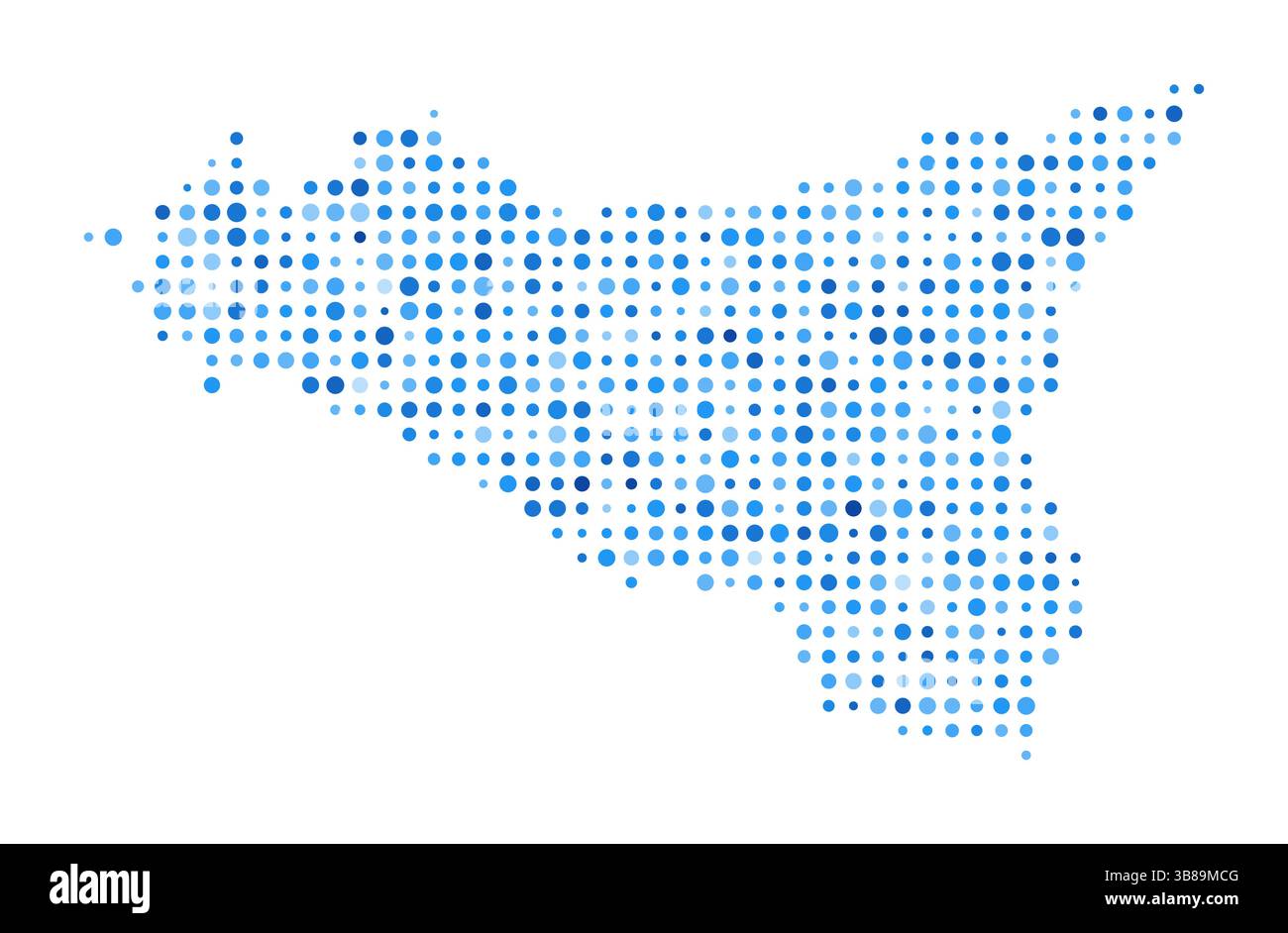Sicilia Dot Map. Digitale Inselform. Sicilia-Vektorbild. Inselform mit blauen runden Punkten. Fantastische Vektor-Illustration. Stock Vektor
