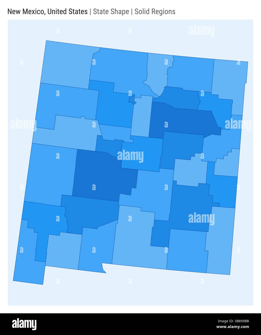 New Mexico, Usa. Einfache Vektordarstellung. Statusform. Stil für Volumenkörperbereiche. Grenze zu New Mexico. Vektorabbildung. Stock Vektor