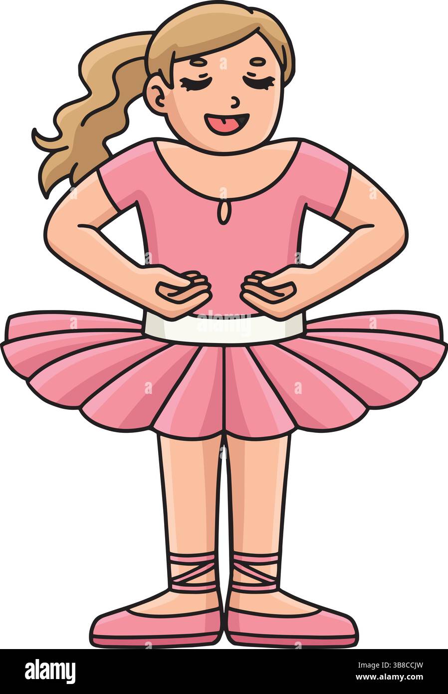 Ballerina in der ersten Position Cartoon Clipart Stock Vektor