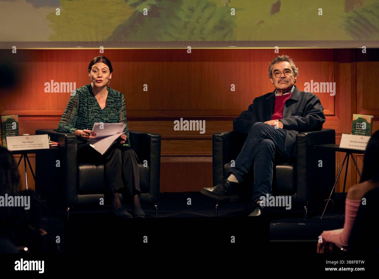 5. März 2024, Madrid, Spanien: PILAR REYES und GONZALO GARCÃªA BARCHA präsentieren im Rahmen des 10. Todestages des kolumbianischen Schriftstellers den unveröffentlichten Roman Ã”EN Agosto nos vemosÃ am Institut Cervantes (Credit Image: © Mike Chicorro/ZUMA Press Wire) Stockfoto