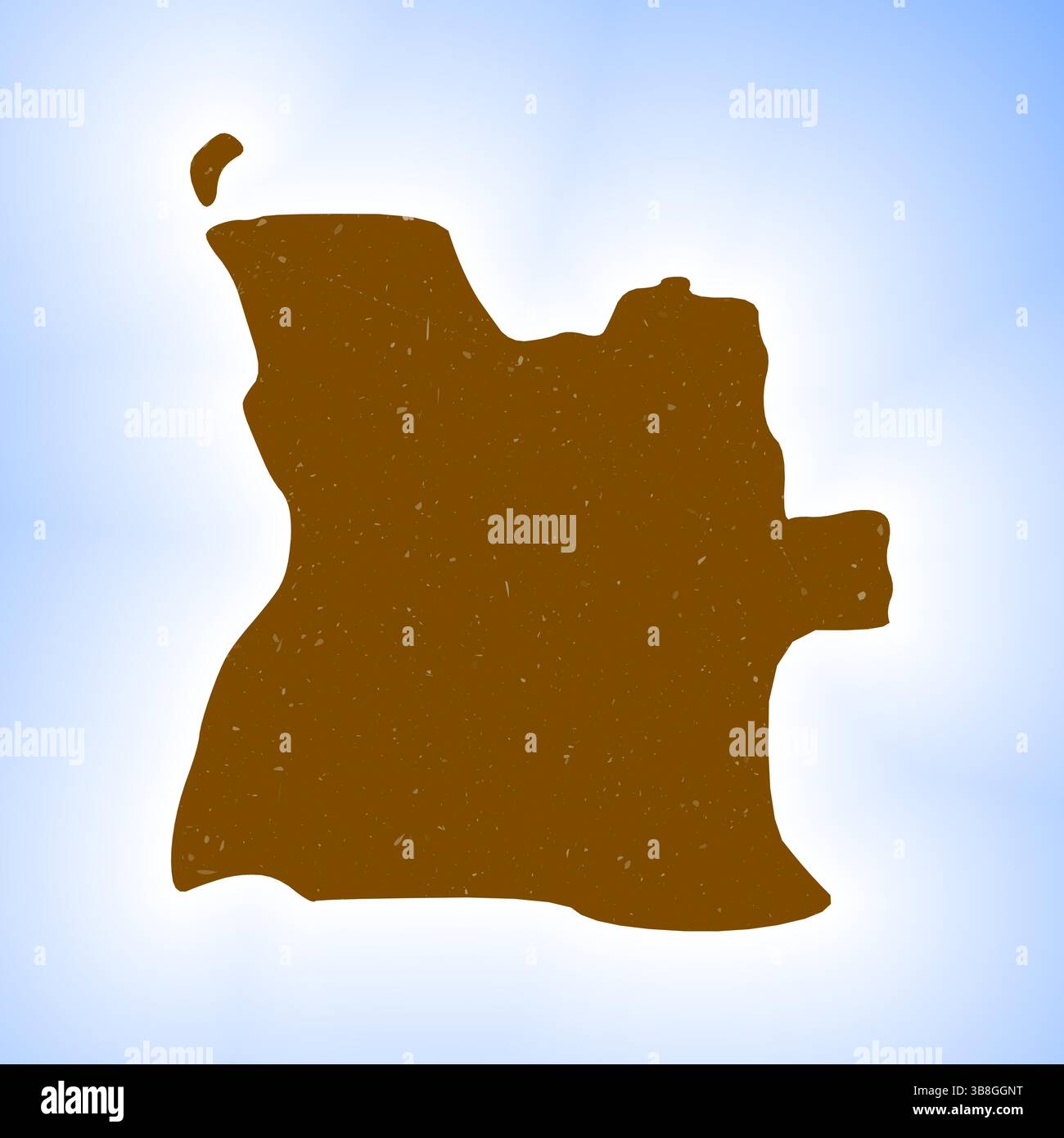 Angola-Form auf verlaufendem Hintergrund. Landkarte mit Kratzstruktur. Lebendiges angolanisches Poster. Kreative Vektorillustration. Stock Vektor