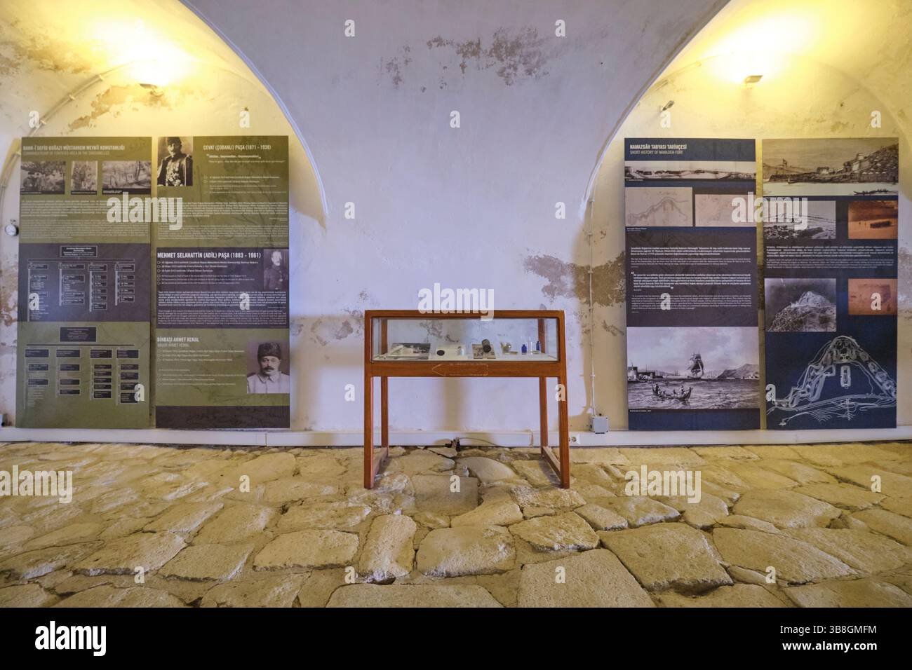 Innenansicht der Kollektion. Im türkischen Militärmuseum der Namazgah Bastion in Kilitbahir, Gallipoli, Türkei. Stockfoto