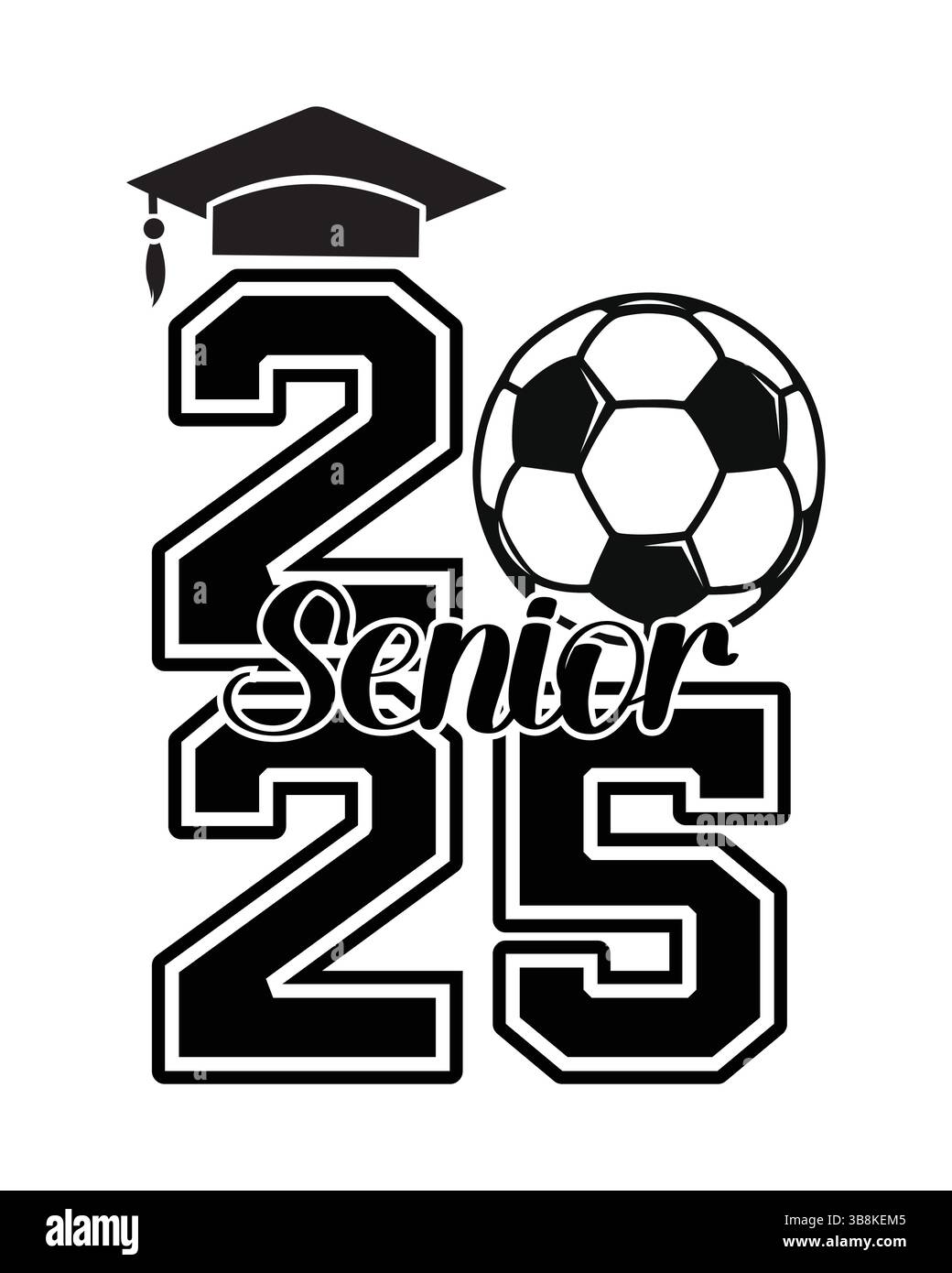 Design mit Emblem der Fußball-Kappe der Klasse 2025 Stock Vektor