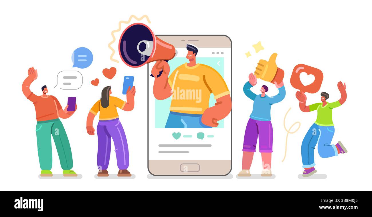 Video-Blog, E-Business, Werbestrategie, Follower anlocken. Baue Autorität durch Bloggen und Marketing auf Stock Vektor