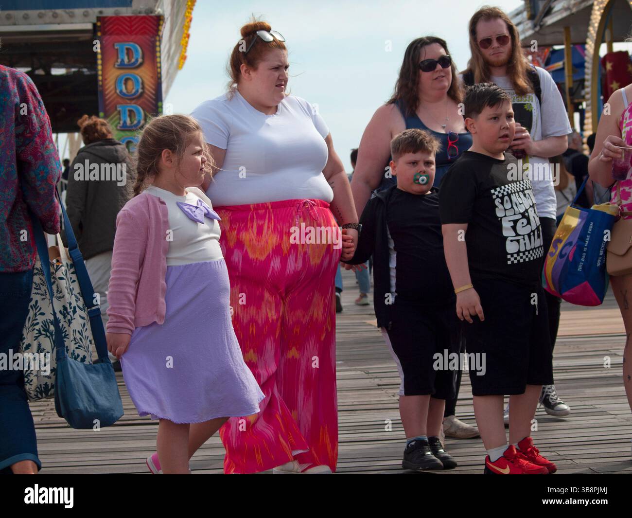 Eine übergewichtige Familie in Brighton Stockfoto